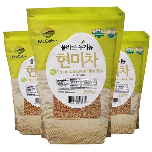 McCabe Té de arroz integral orgánico, té de arroz integral tostado coreano, rico en fibras y minerales, certificado orgánico USDA y CCOF, producto
