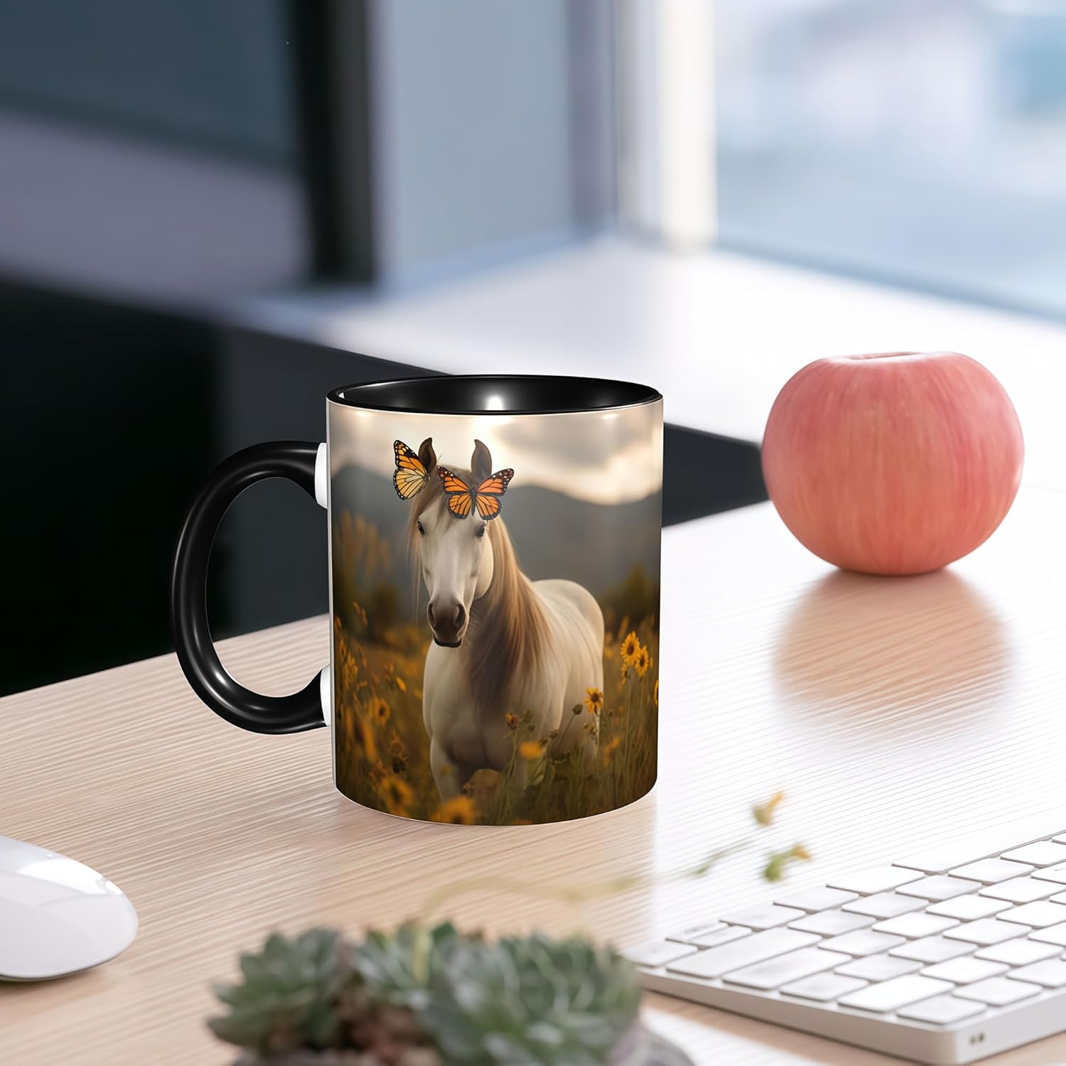 Yrebyou Horse Coffee Mug Novelty Ceramic Coffee Cup 11oz with Handle Gifts for Women and Men Microwave Safe for Home or Office - Image 2