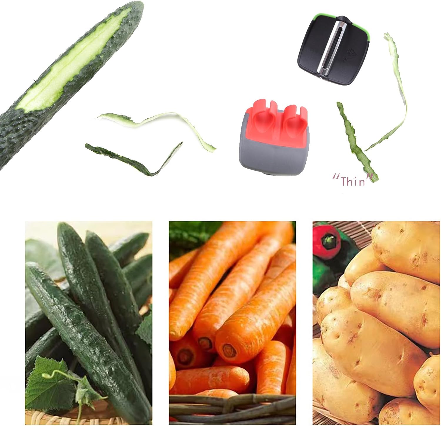 3 Pieces Vegetable Brush Kitchen Fruit Potato Scrubber Cleaning Tool -2 Pieces Peeler for Potatos Melon and Fruit
