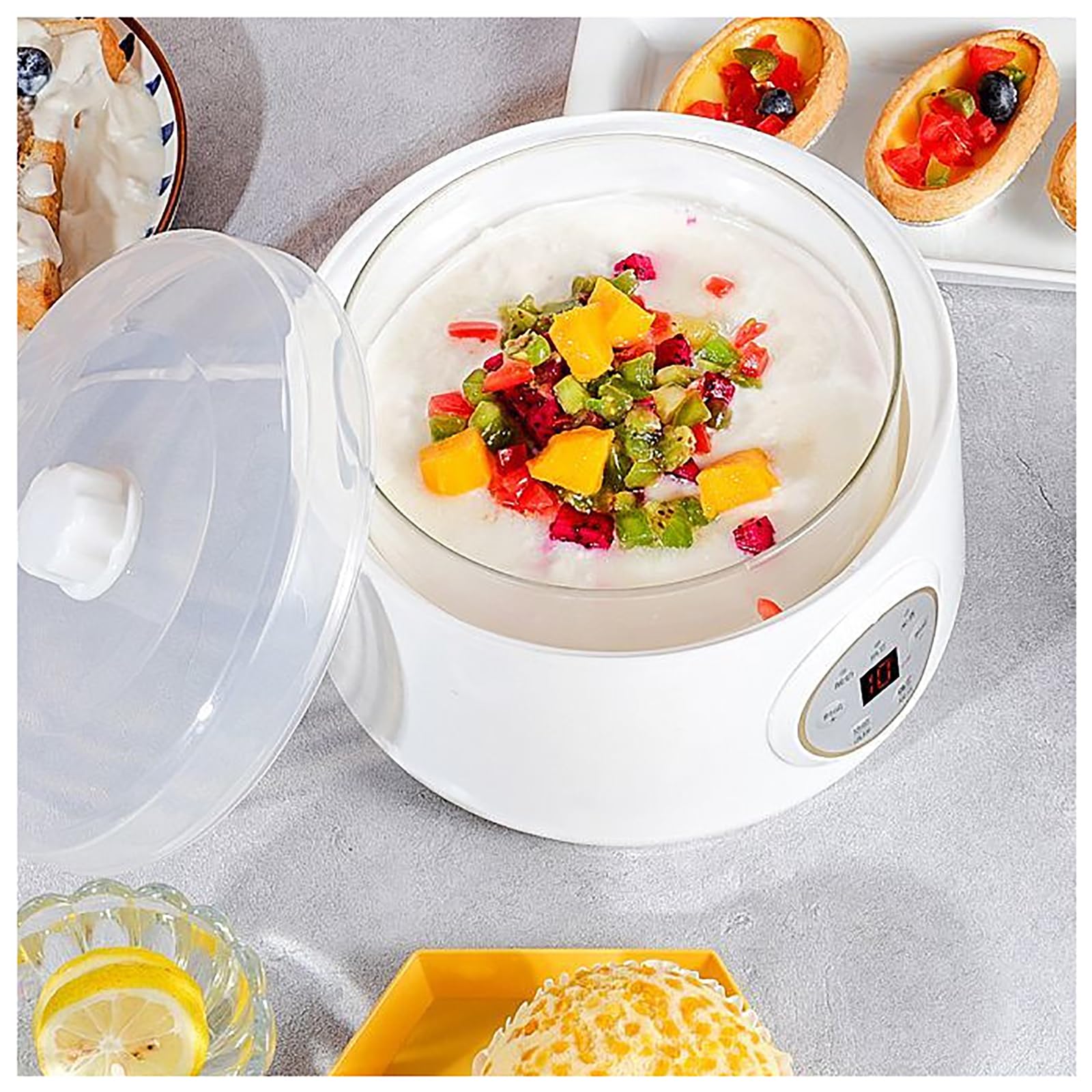 Probiotyczny silnik do jogurtu z regulowanym czasem, zawiera jogurt, natto, słodkie wino, wielofunkcyjna cyfrowa elektryczna maszyna do jogurtu, 1,7 l