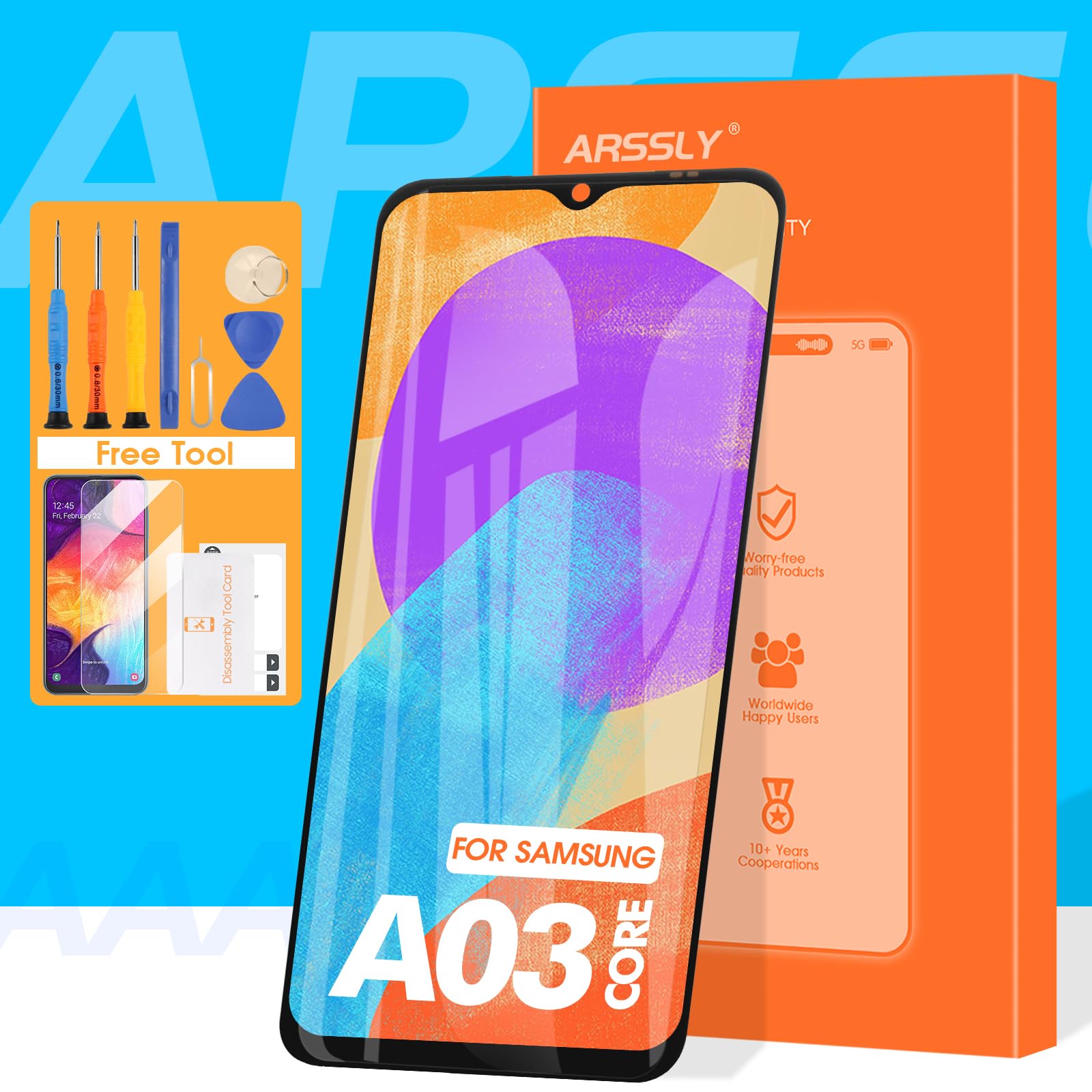 for Samsung Galaxy A03 core Screen Replacement for SM-A032M/DS LCD Display for Samsung A03 core Digitizer Touch Screen Assembly with Tools