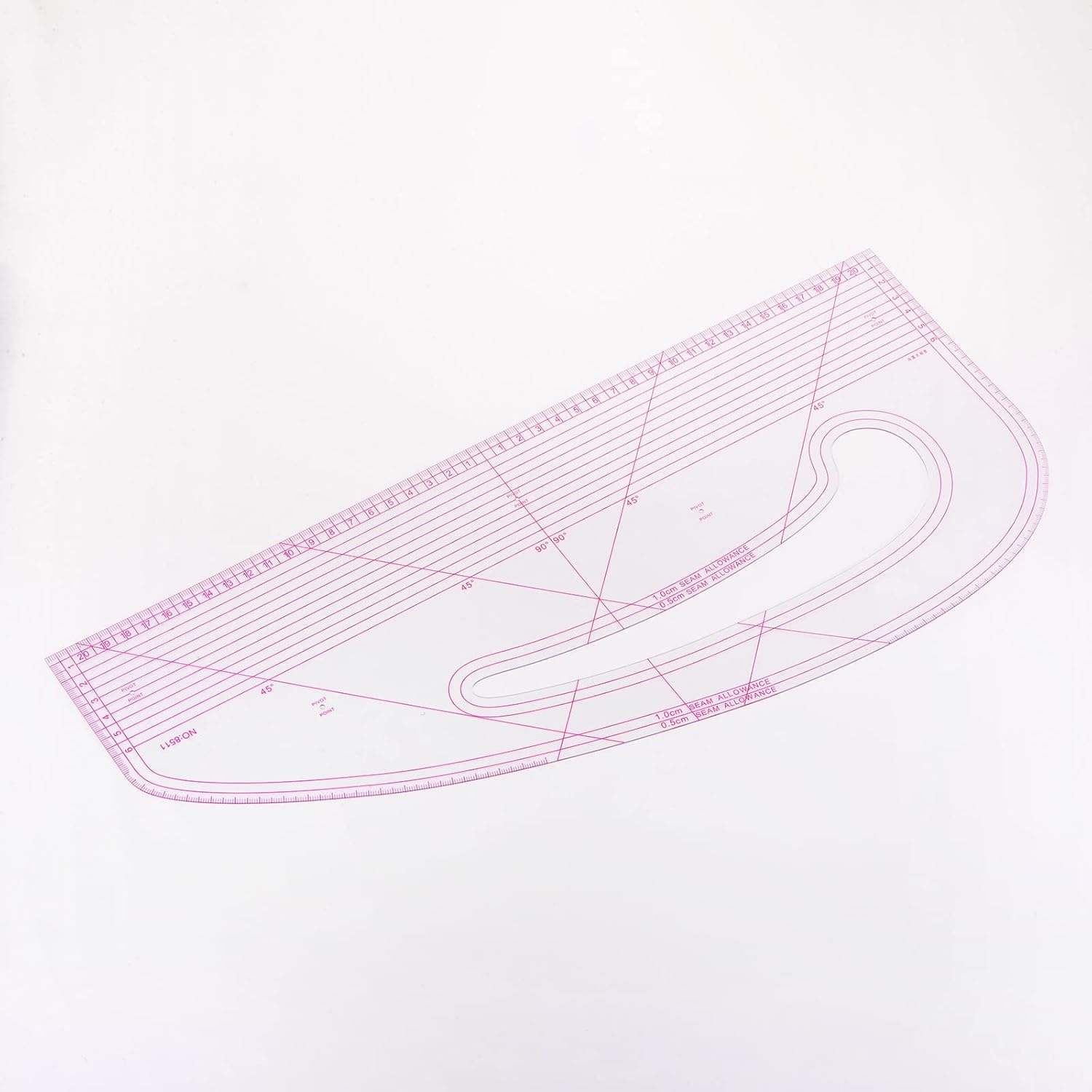 HARFINGTON Styling Sewing French Curve Ruler, 43x19cm Dress Makers Ruler Clear Sewing Tailors Pattern Making Ruler for Fashion Design and Guides for Fabric