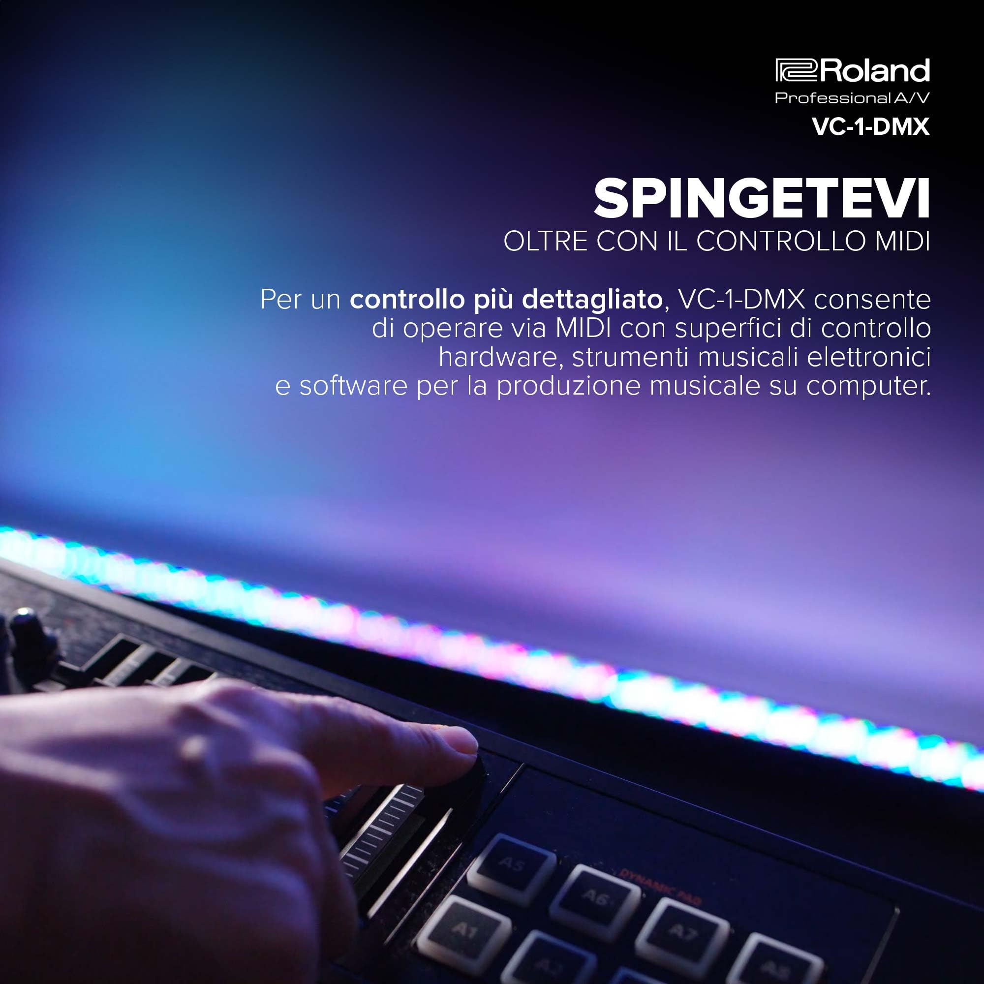 Roland VC-1-DMX Video Lighting Converter | Migliorate gli Eventi con Effetti Luminosi Dinamici | Analisi Video Avanzata | Illuminazione che si Muove con la Musica | Controllo MIDI