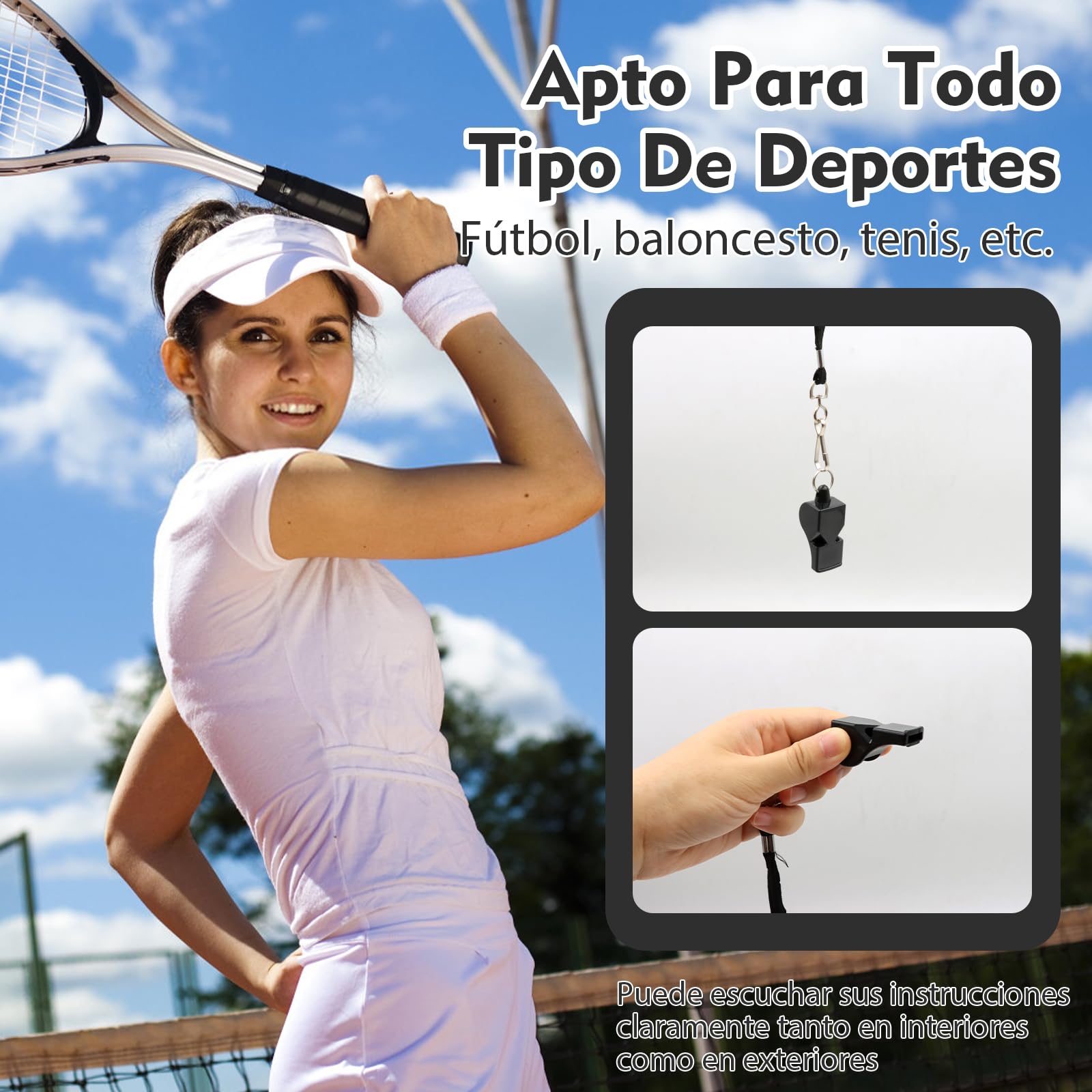 VEGCOO Silbato Arbitro Profesional de Plástico con Cuerda y Caja para Fútbol Baloncesto