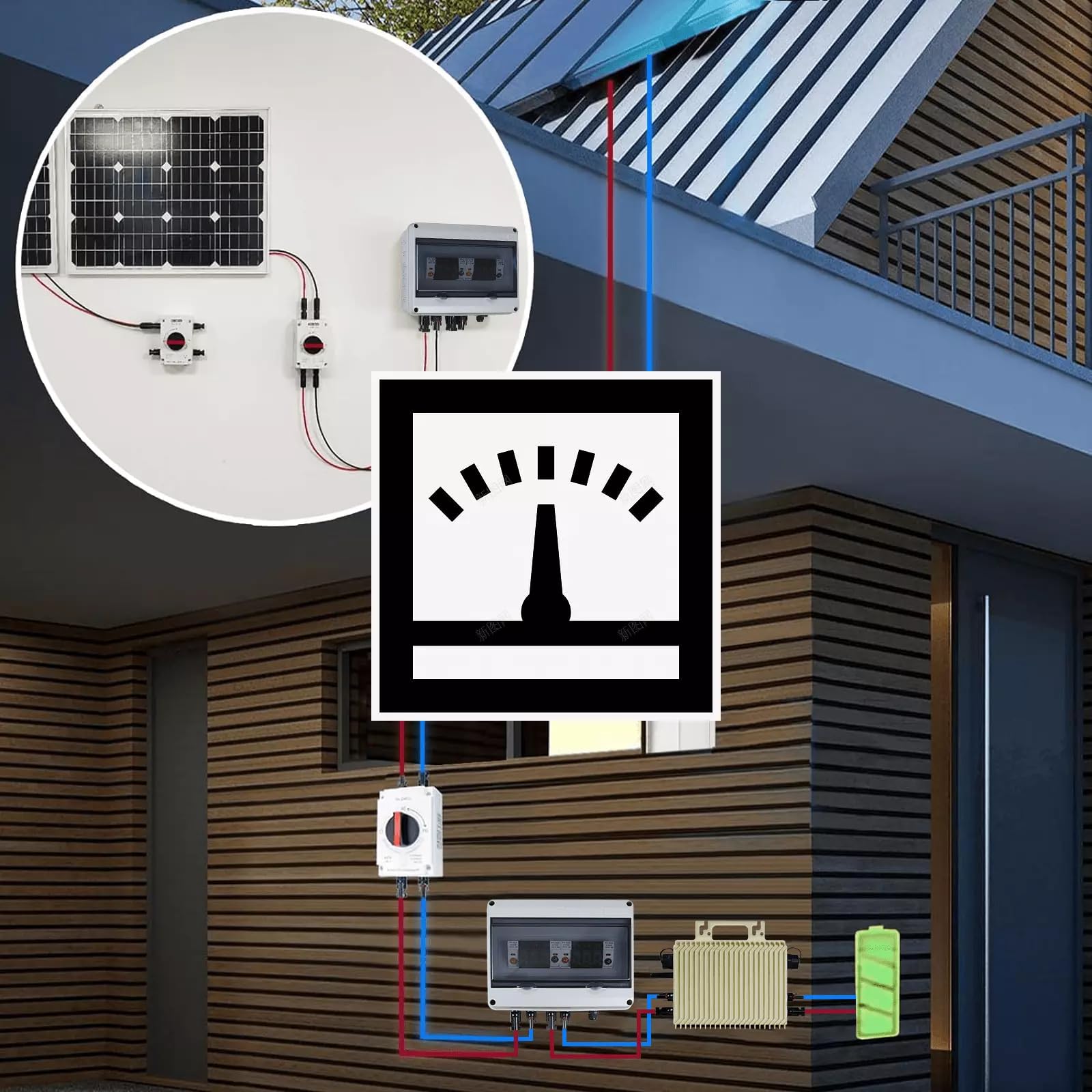 WERCHTAY Überspannungsschutz PV 1000V DC Trennschalter PV Anlage 32A Solar Anschlusskasten Solar System AC DC 1-strings 2-strings (12M)