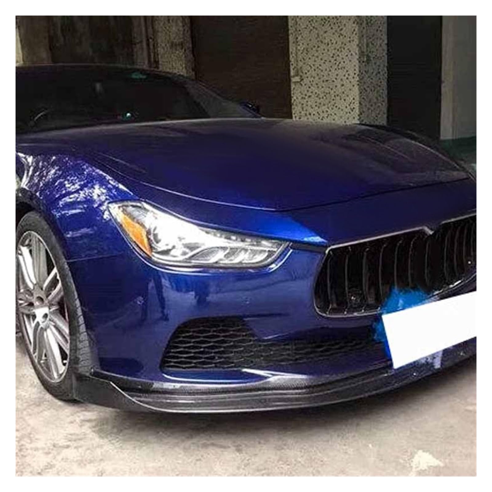LIGUOHL Compatible with Maserati 2014-2017 Ghibli Front Lip Front Shovel Rear Bumper Lower Guard Plate Side Skirt Plate Roof Spoiler Tail Wing(Front Lip)