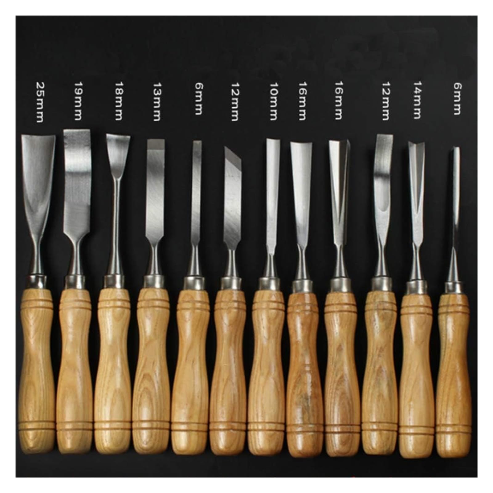 Cinceles para madera Juego de cinceles para tallar madera de 12 piezas, kits de herramientas para tallar madera con caja de madera, artistas profesionales de herramientas afiladas para trabajar la m