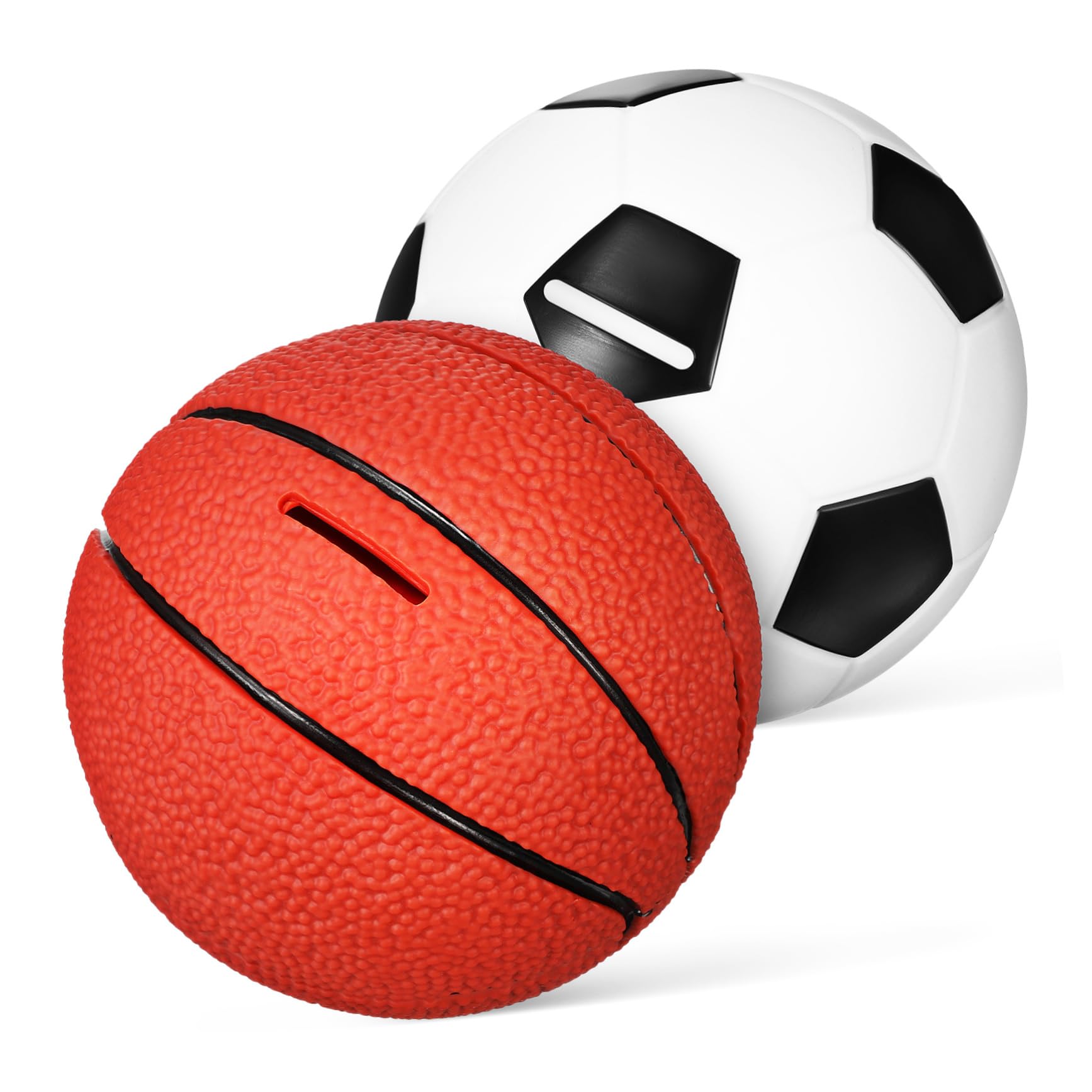 BESTonZON 2 Pezzi Salvadanaio Cartoni Animati in Vinile, Palla da Basket Calcio, Formato Portatile per Risparmio Soldi, Casa e Compleanno
