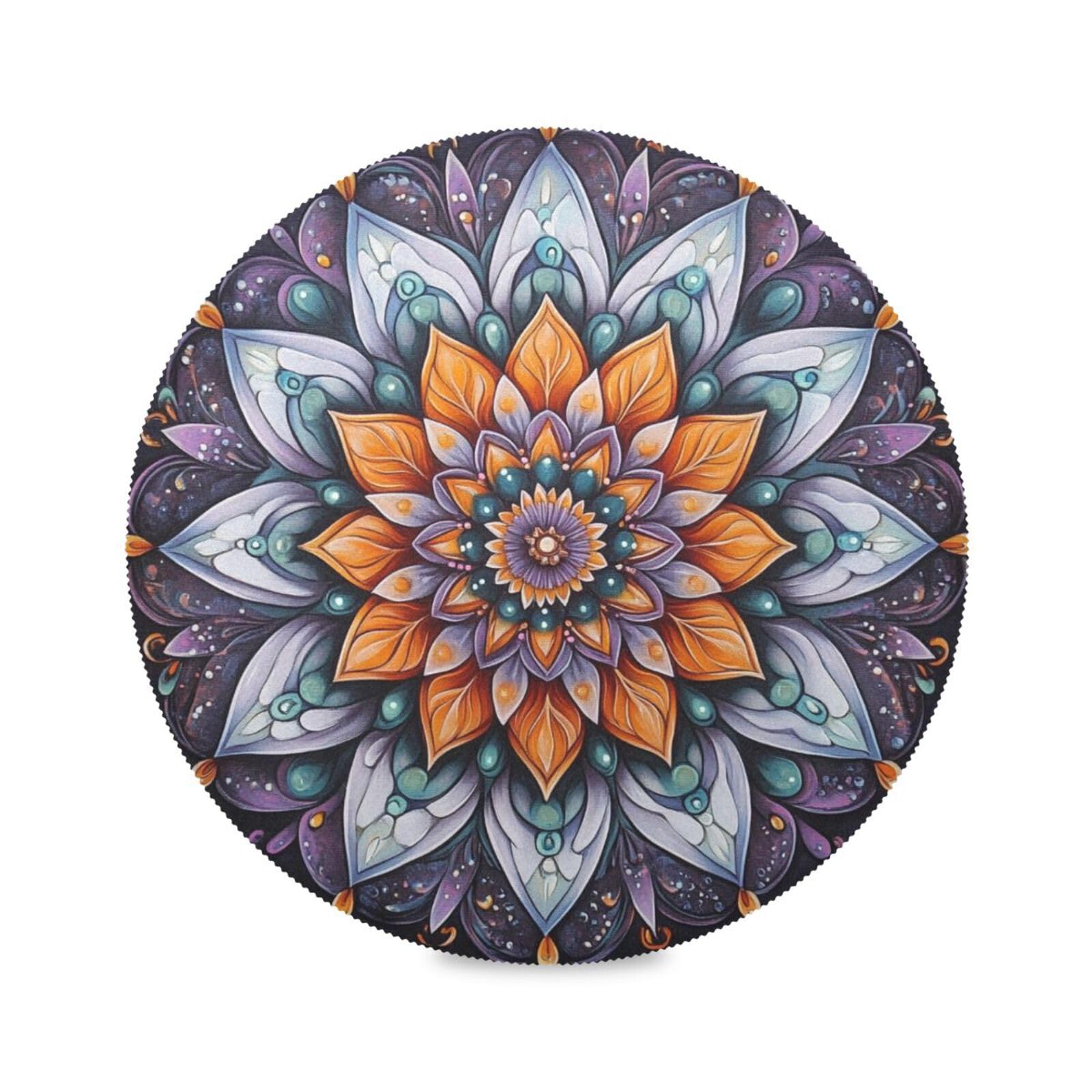 MAOBLYR Mandala Pattern Round Placemats Set of 1, 15.4 Inch Washable Non-Slip Heat-Resistant Table Mats for Dining, Kitchen, Wedding, and Holiday