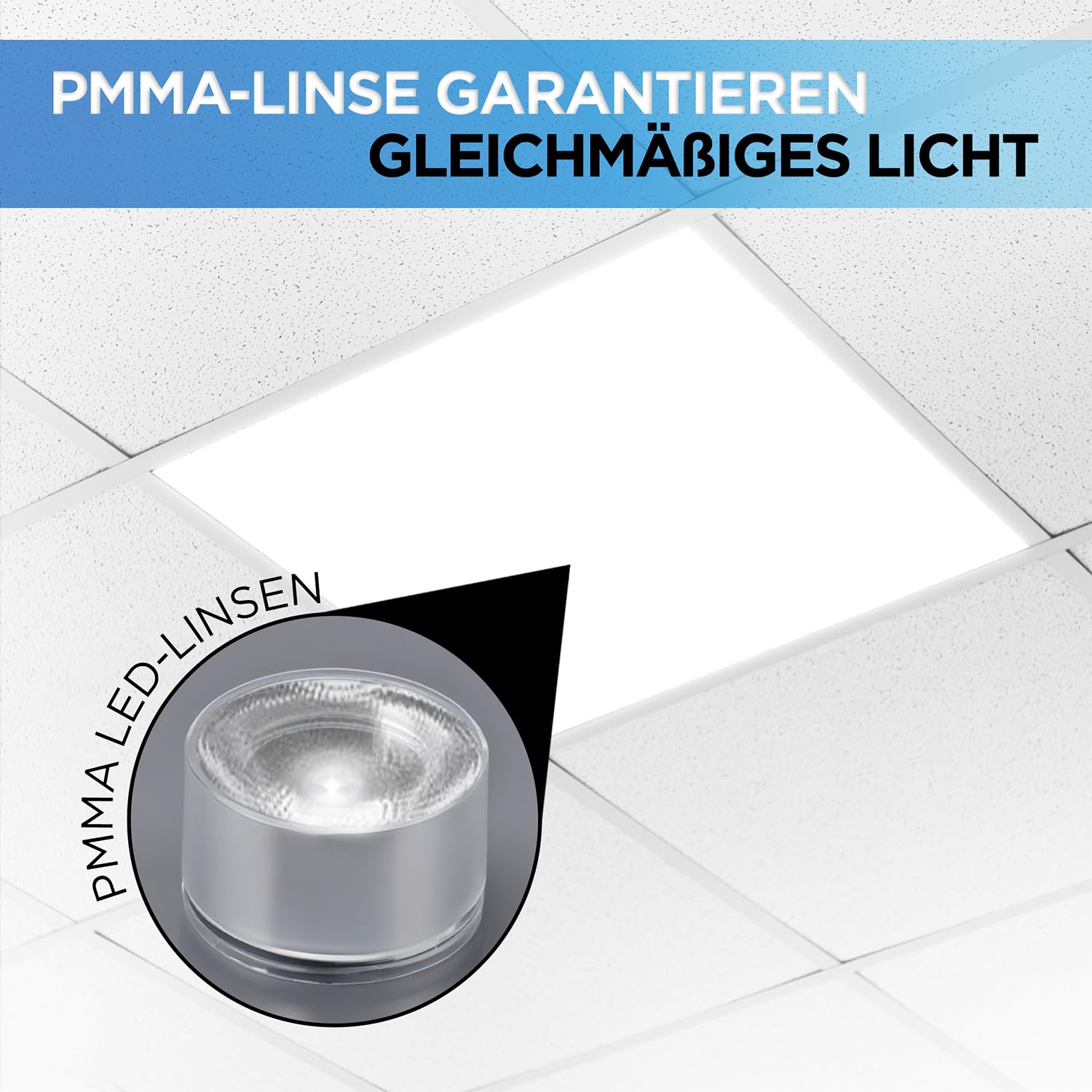 LECOM 6er Set LED Panel 62x62 cm Neutralweiß 4000K - 4000lm Deckenleuchte - Flimmerfreie Rasterleuchte für Einbau - Bürolampe - Ideal für Gewerbe, Büro, Praxis & Verkaufsräume