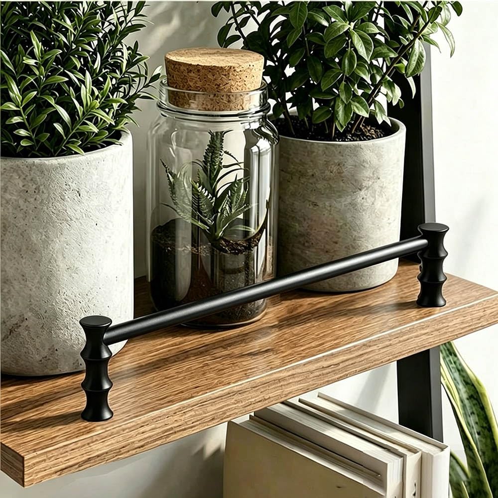 TAJMDGW Metal Gallery Shelf Guard Rail Anti-Fall Cabinet Guardrail Bars Bookshelves Guard Fence Decorative Shelf Railing for Shoe Rack Display Cabinet(Black,70cm(27.5"))
