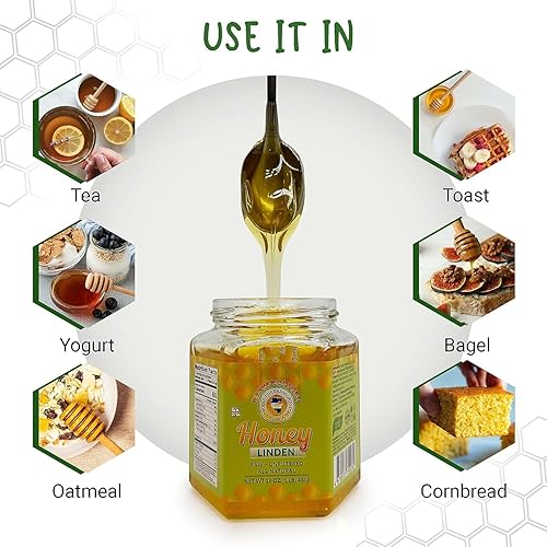 Miniatura 2 de Miel de tilo Bashkirian - OrganiC Heaven - Miel de tilo 16 onzas (1 libra), paquete de 2 - Miel de tilo 100% pura, cruda, sin filtrar, orgánica,