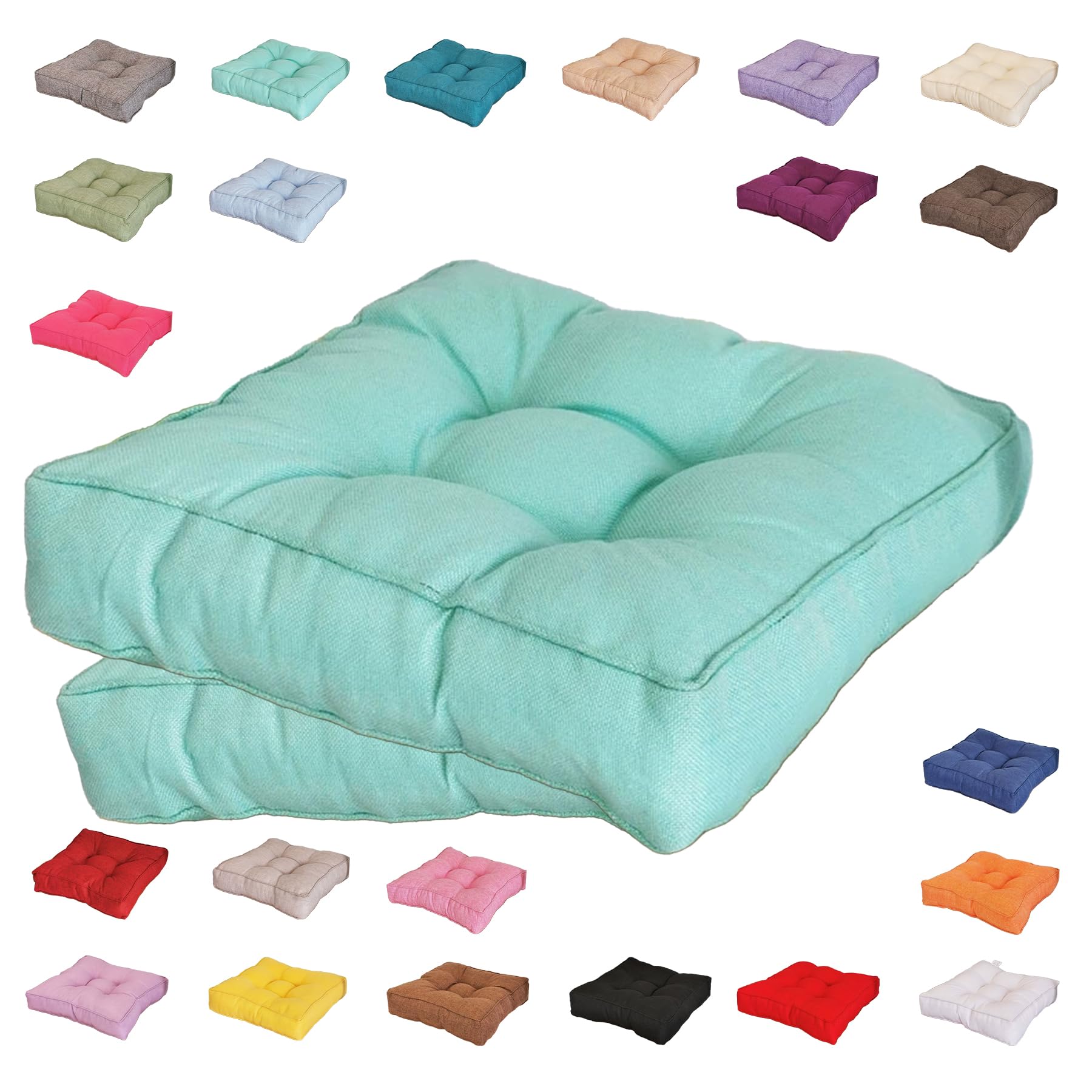 Cojines de suelo cyan con 9 cm de grosor premium para hostelería y salón de casa