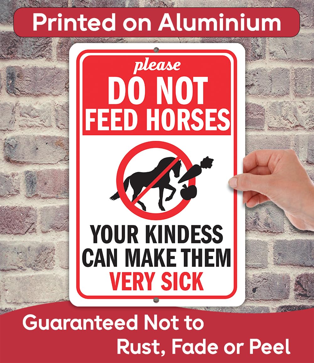 "Please Don't Feed The Horses" Aluminum Sign - 10x14 Inch, Indoor/Outdoor, Funny Farm Novelty Decor - View #5