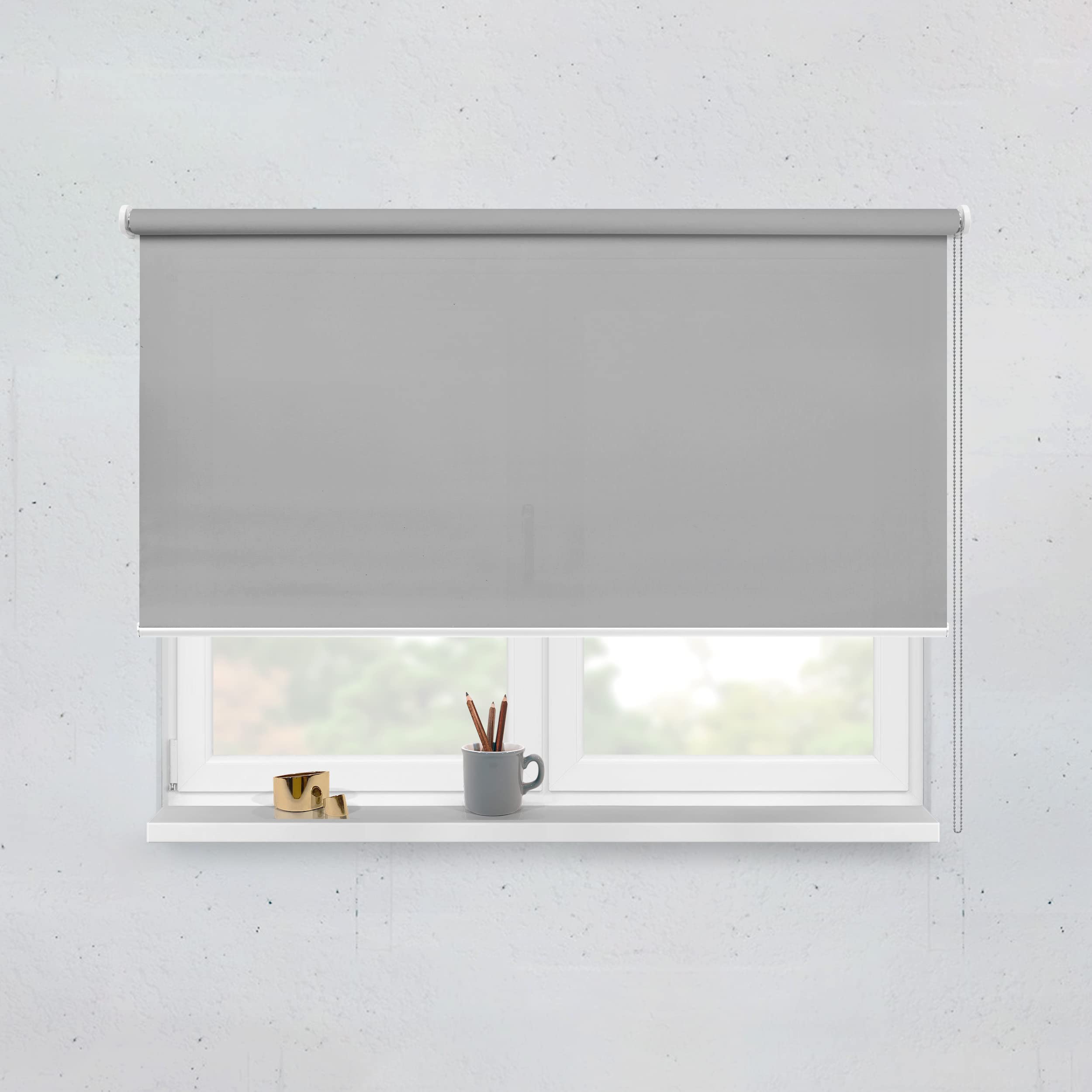 Tropik Home Premium Blackout Grey Roller Blinds in Cassette, 19 width Sizes, 200cm Drop (105cm Wide (41.3"))