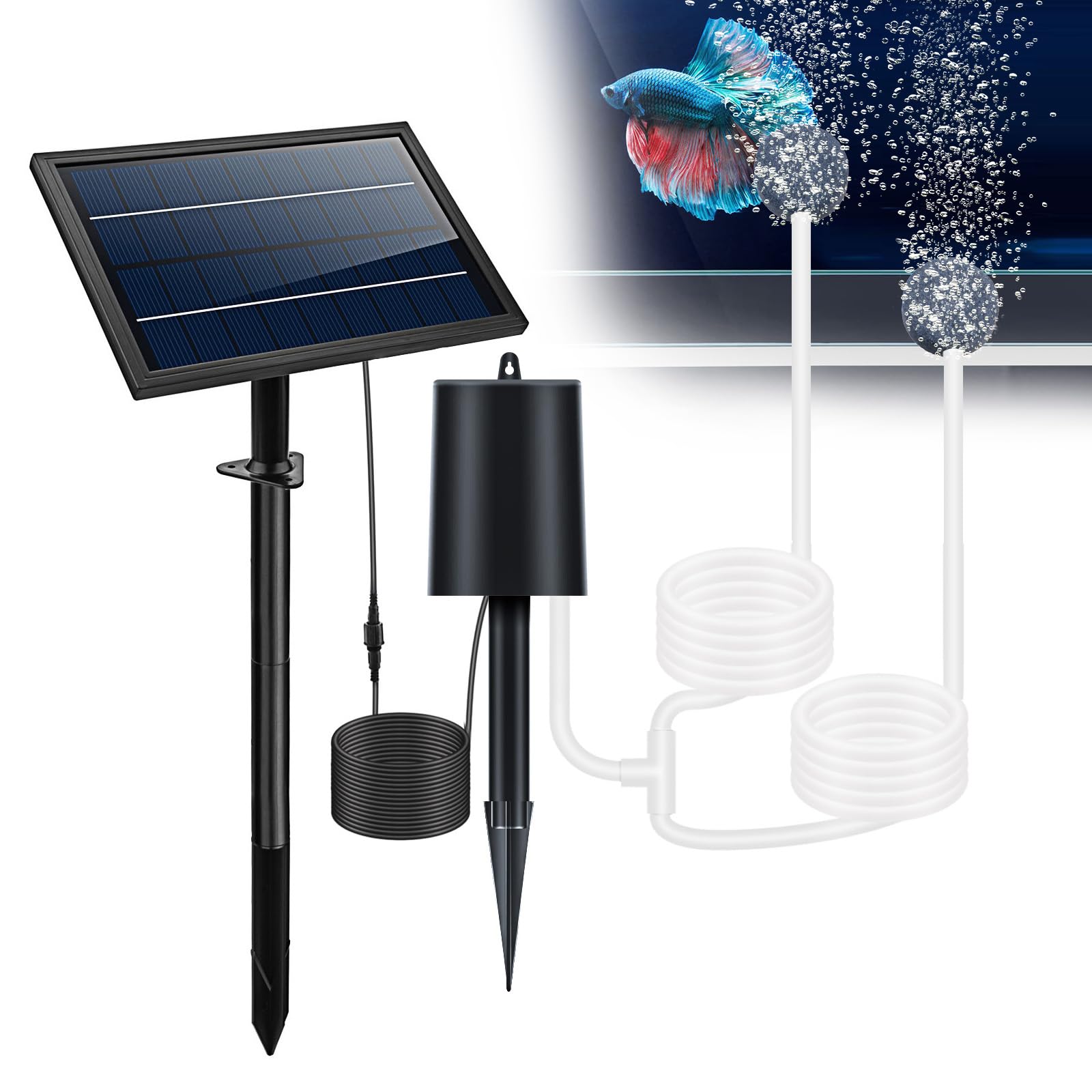 Aireador solar para estanque impermeable con panel de 10V y 3 modos