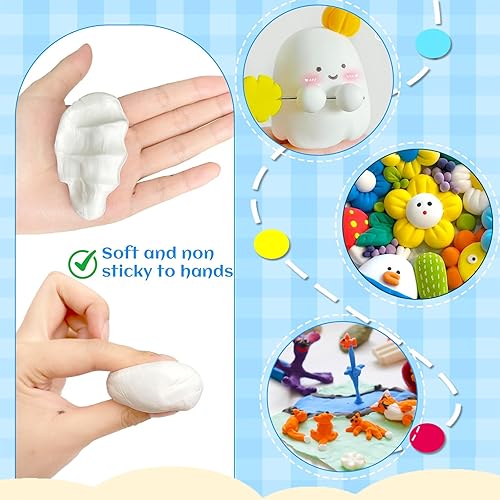 Miniatura 3 de Paquete de 50 arcillas de espuma blanca al aire seco, arcillas moldeables suaves y ligeras de 21 onzas con 3 cuchillos para esculpir para niños,