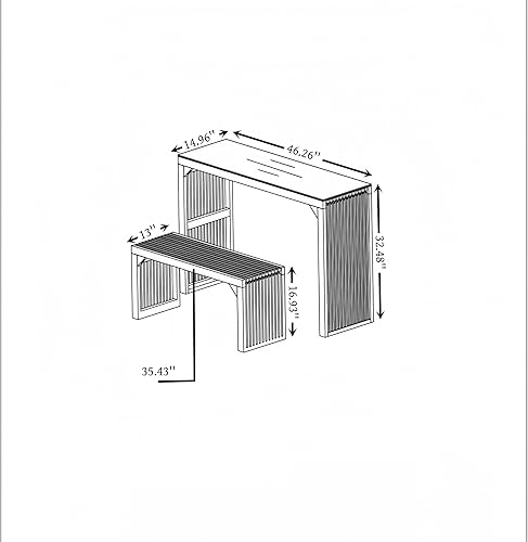 Miniatura 2 de Juego de mesa y banco de consola de entrada, madera de pino, multifuncional, estilo natural, diseño largo y resistente para sala de estar, cocina,