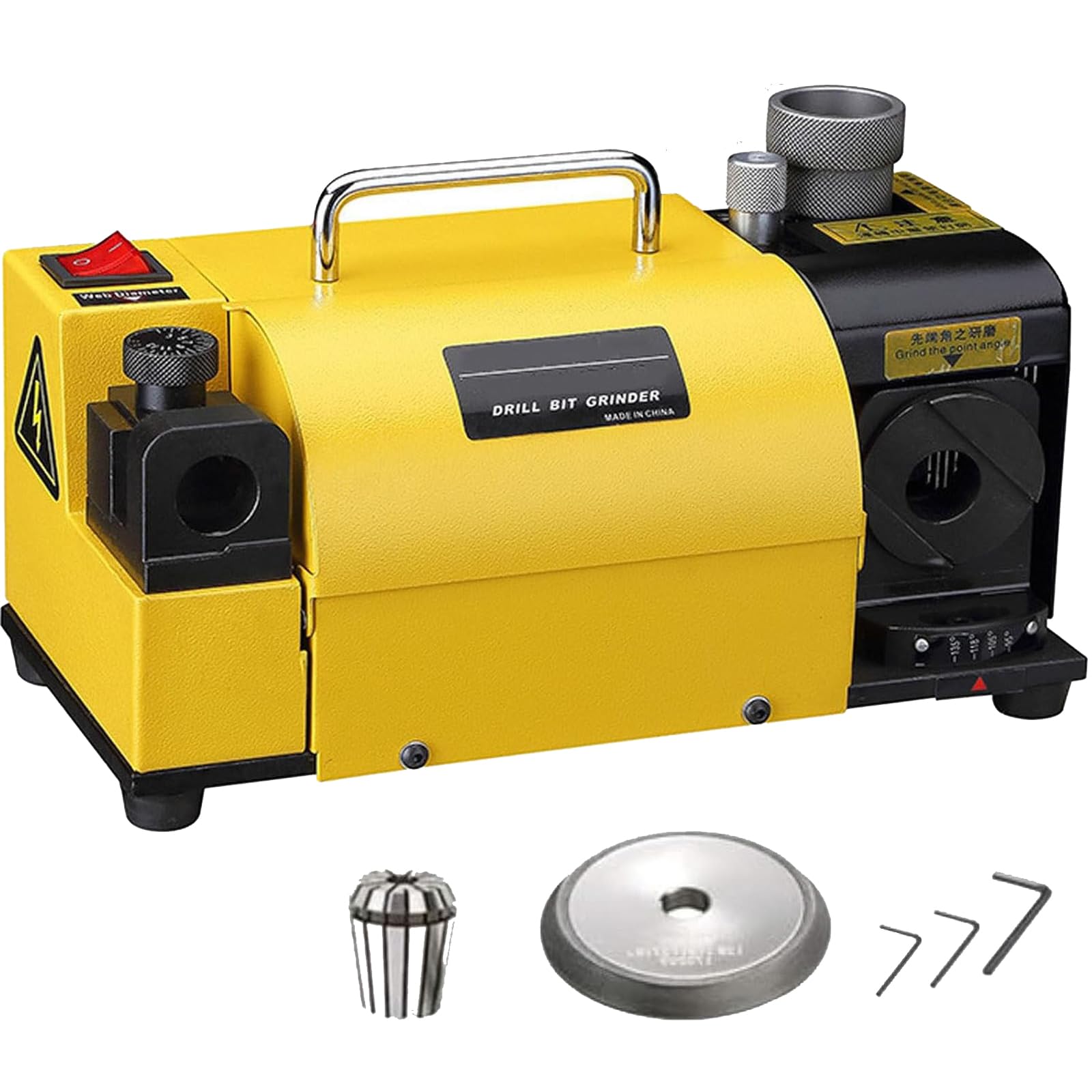 Afilador de brocas, máquina de molienda de 3 mm a 15 mm, ángulo de punto ajustable de 90° a 140°, afilado portátil con pinzas