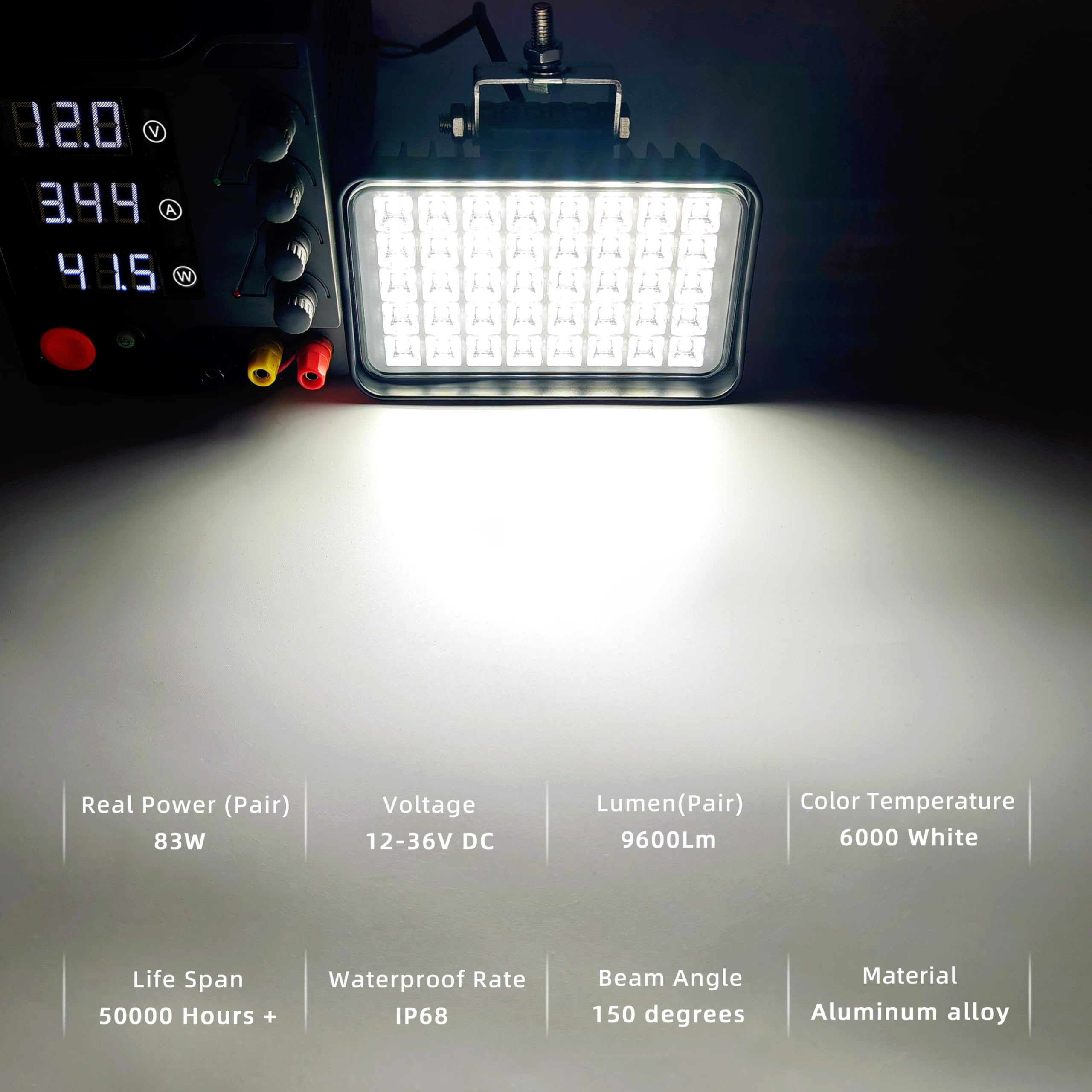 Reflektor LED do traktora 6", dodatkowy reflektor LED, 80 W, 9600 lm, reflektor roboczy, bumper do samochodów ciężarowych, łodzi, ciężarówek, koparek, pojazdów rolniczych, przyczep, 2 sztuki