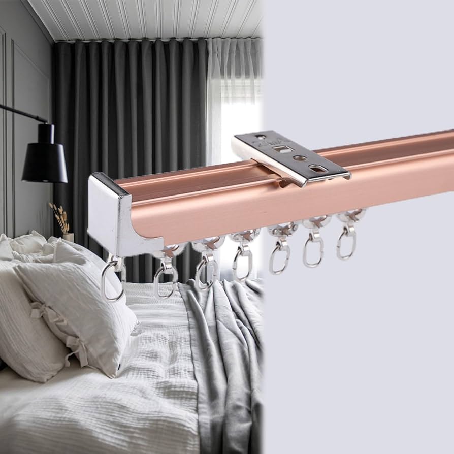 Curtain Conjoined Double Track (3.2-9.8 Ft), Ceiling Mounting Heavy-Duty Curtain Rails For Living Room Bedroom Room Divider(White,2.40 M/7.8ft