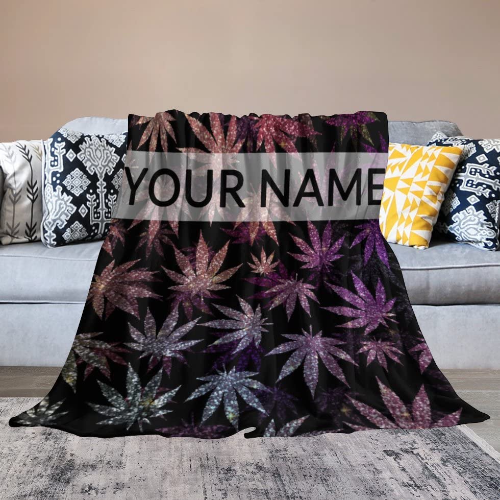 PNNUO Flannel Fleece Leaf Print Blanket - 60x50 Inch Plush Throw For Couch Or Bed