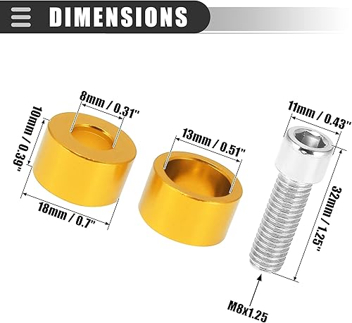 Miniatura 9 de Motoforti Pernos de arandelas de copa colector de escape M8x1.25, pernos de copa de cabezal de escape de carreras de motores, para Acura NSX