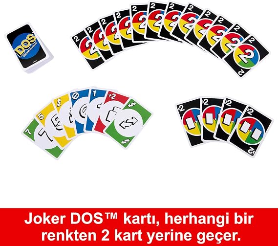 Mattel Games UNO DOS Cards لعبة ورق عائلية للأطفال والكبار DOS™ السلسلة الثانية HNN01