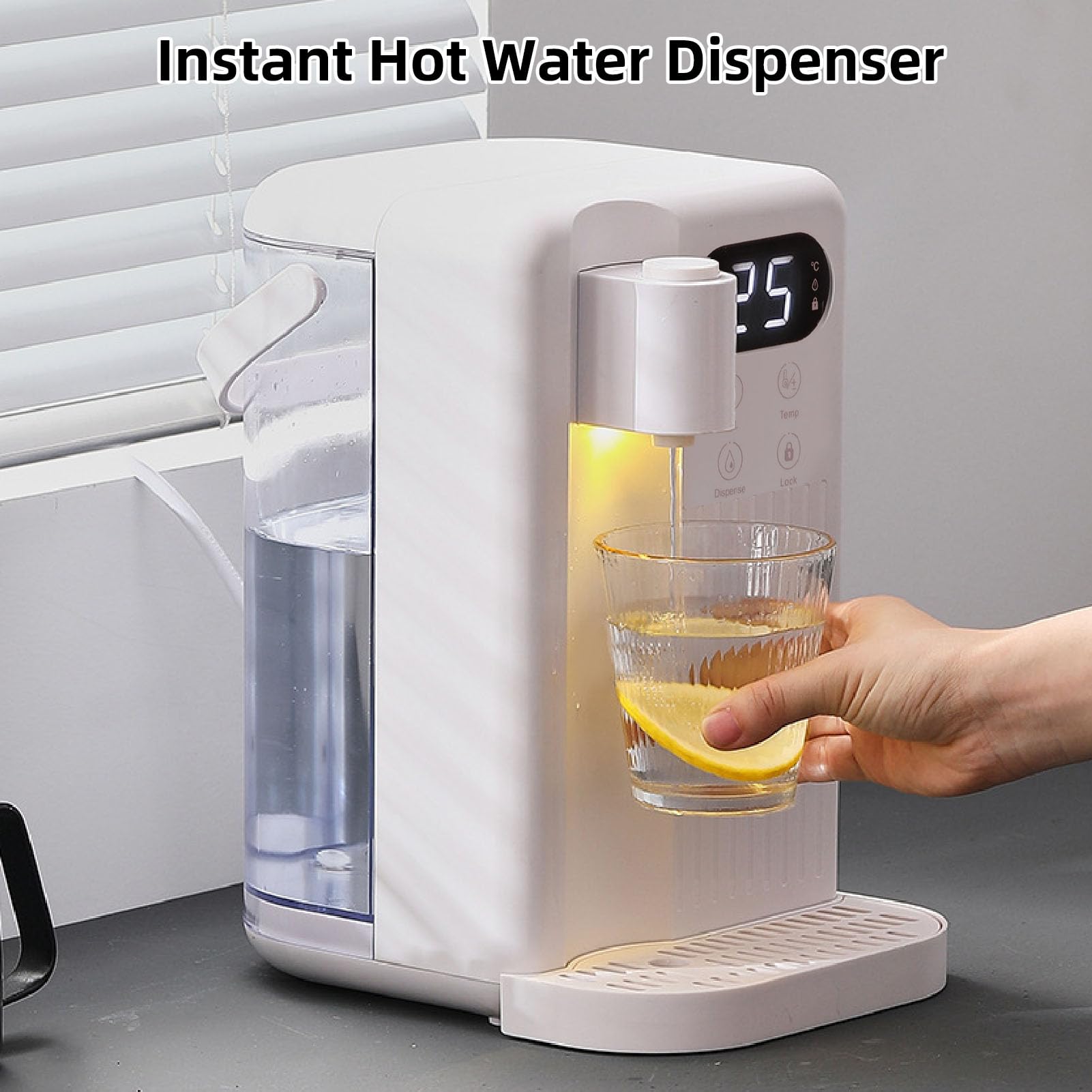LICAEVEY Dispensador de Agua Caliente Instantáneo de 3 Litros con Bloqueo para Niños, Calentamiento Rápido en 3 Segundos, 12 Ajustes de Temperatura Ajustables, Caldera de Agua (Enchufe de EE. UU.)