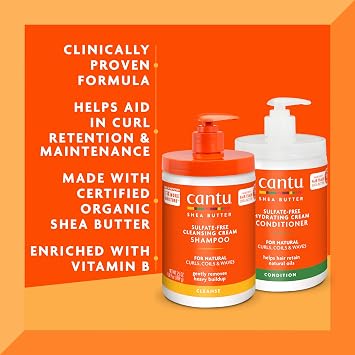 Cantu Shampoo & Conditioner with Shea Butter for Natural Hair, 25 fl oz (Pack of 2)