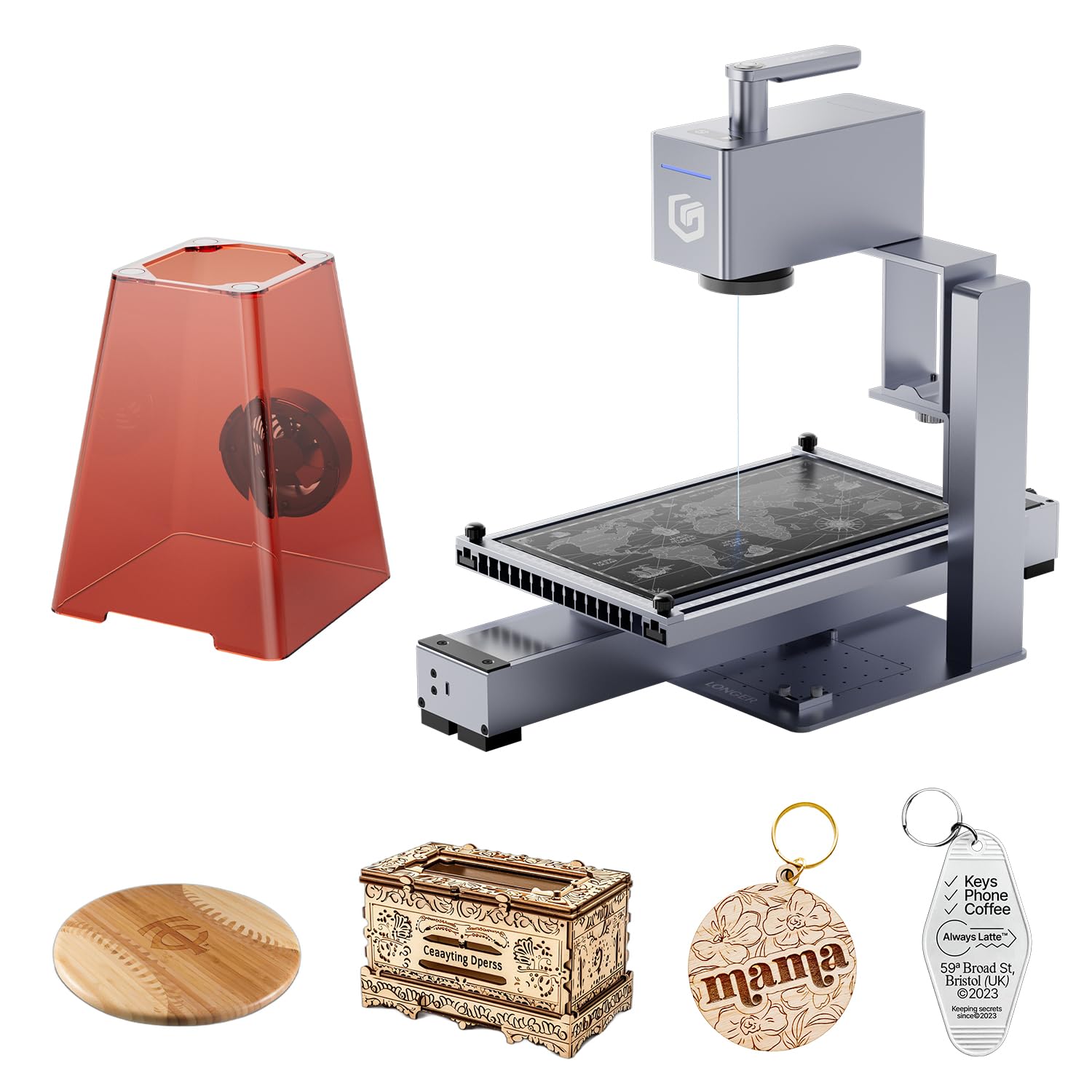 Longer Nano Pro Portable 12W Laser Engraver with Extension Kit, 5000mm/s High-Speed, Engraving Precision 0.01 * 0.01mm, DIY Engraver Tool for Wood, Acrylic, Leather, Cloth, Metal, Ceramics