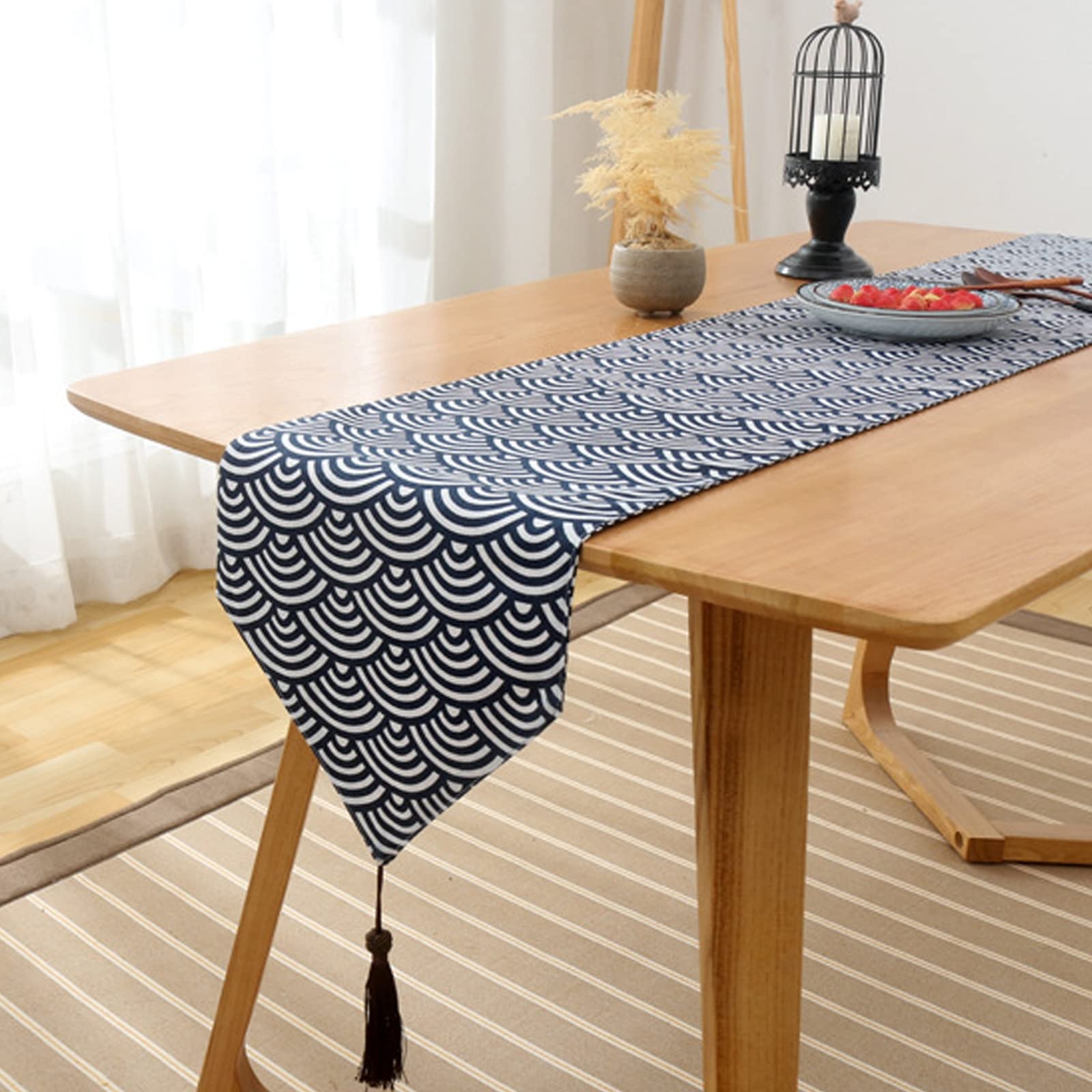 Runner da tavola in stile rustico con nappe per cene, matrimoni, feste, vacanze, 33 x 180 cm, decorazione per la tavola della casa, elegante e versatile