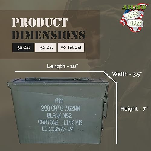 Miniatura 4 de US Military 30 Cal munición lata (paquete de 3)  Hermético, impermeable, de metal militar de grado 2, excedente del ejército, caja de munición con