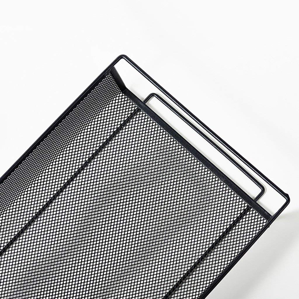 Cesta de Red Carteles de Tres Niveles, estantes de Acero al Carbono de pie, Carro de Almacenamiento de baño de Cocina con Ruedas, removible 63 * 26 * 44cm (Color : Black)