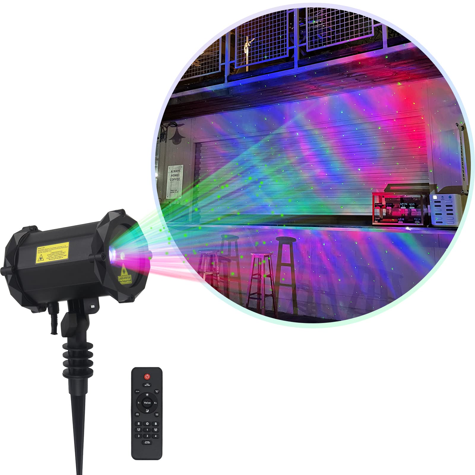 Firefly Garden Lights Star Projector Laser Christmas Lights with Colorful LED Background Light