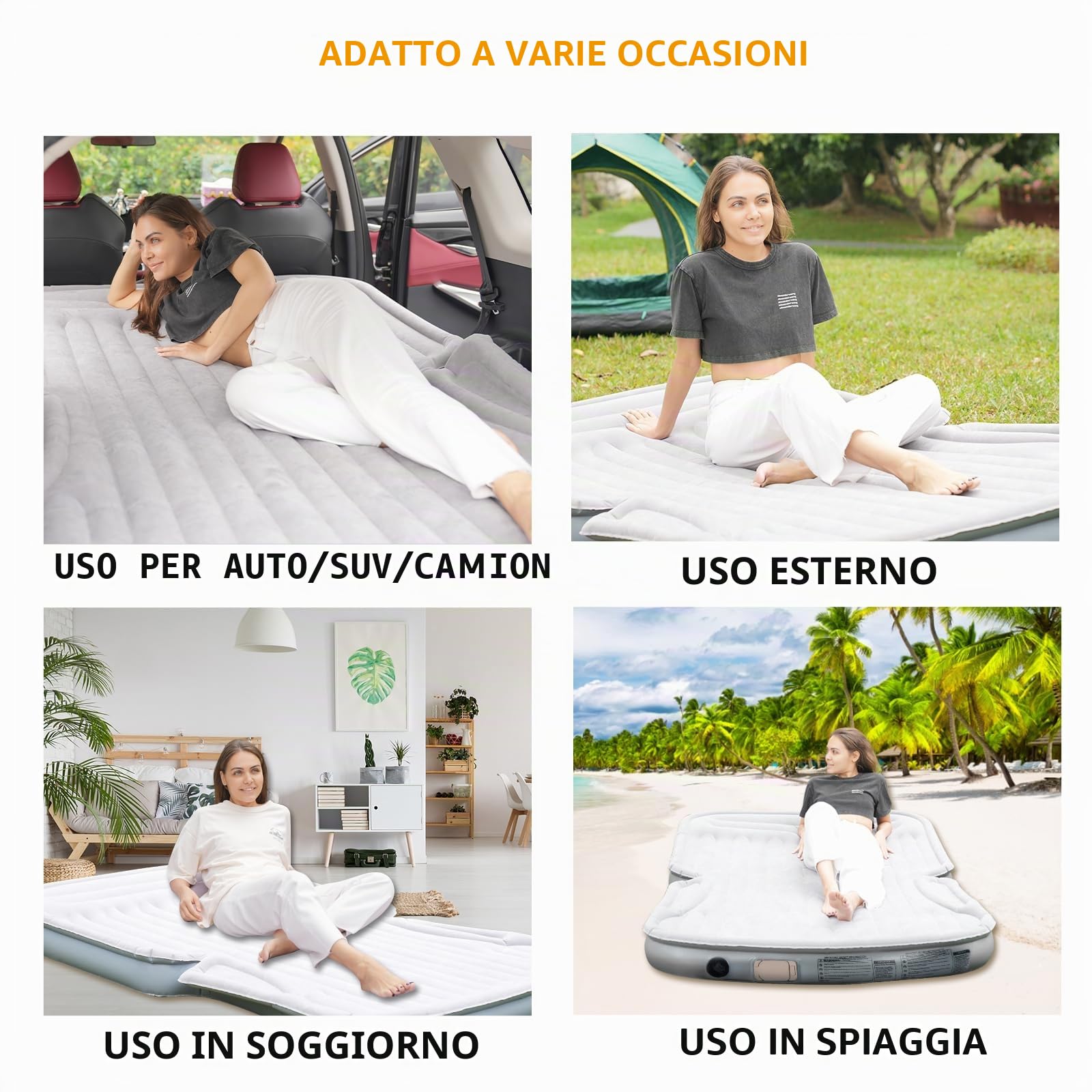 KMZ SUV Materassino Gonfiabile Thickened and Double Side Flocking Travel Mattress Camping Air Bed with Air Pump