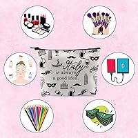 Vista 4 de Italia regalo de viaje Italia es siempre una buena idea bolsa regalo para Italia viajero cremallera bolsa maquillaje bolsa, Beige, Italia