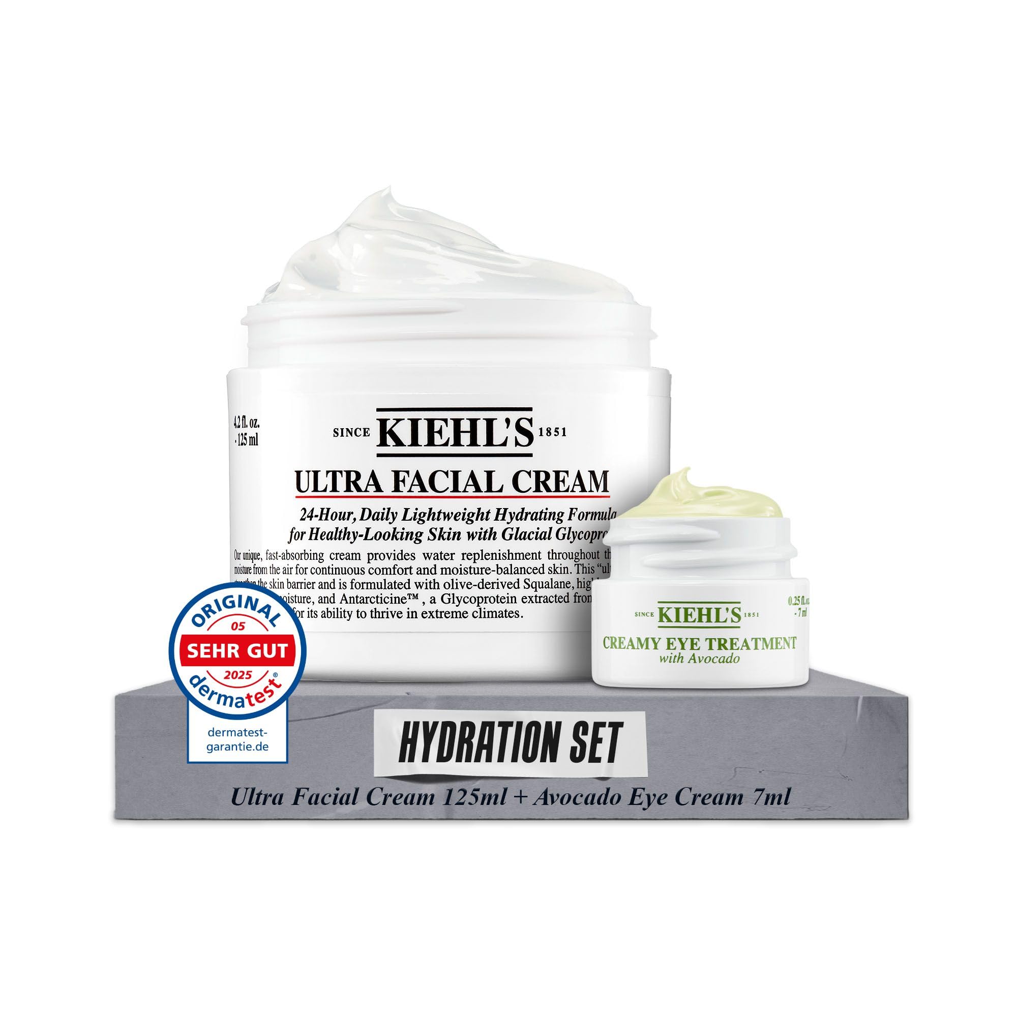 KIEHL'S Set Ultra Facial Cream mit Avocado Eye Cream, pflegende Gesichtscreme mit Squalan und Glykoprotein, 72 h Feuchtigkeitsversorgung, feuchtigkeitsspendende Avocado-Augencreme, 24H Feuchtigkeit