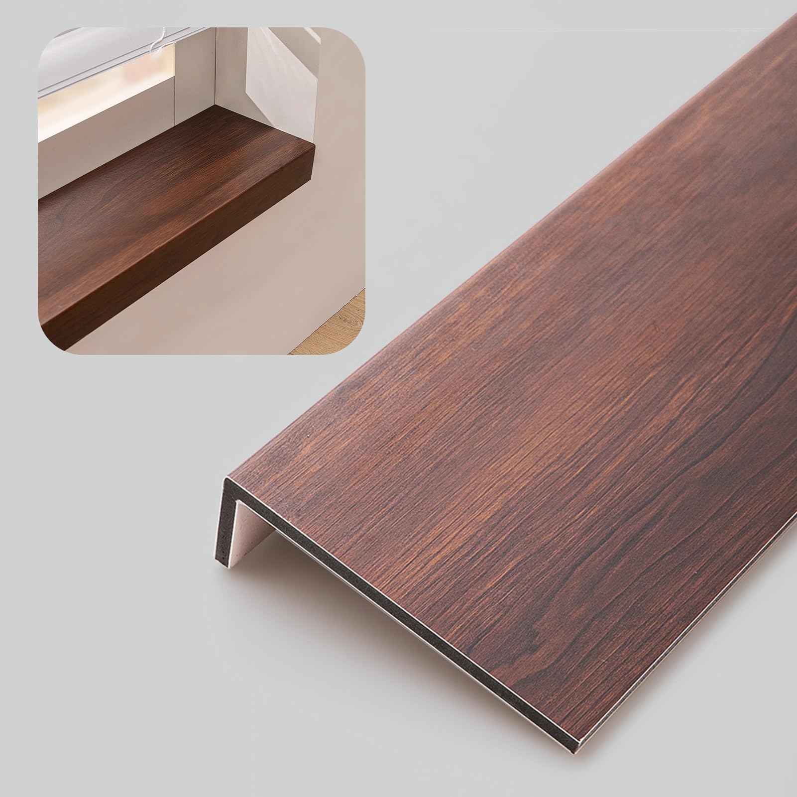 Revestimiento de alféizar de ventana con acabado veta de madera premium
