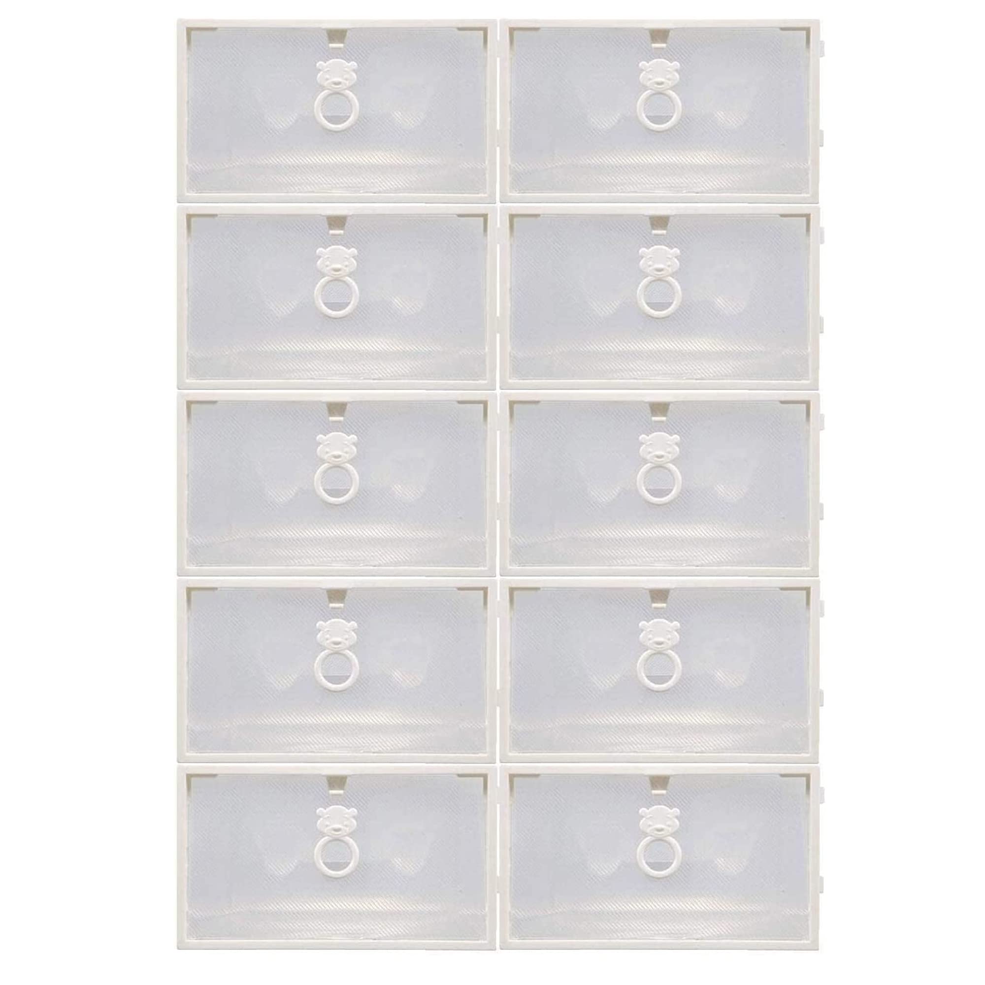 Clear Plastic Shoe Storage Box Set Stackable Organizers 10-Pack |Transparent Shoe Tidy Containers for Closet Space Optimization | Sulfar 10-Piece Clear Shoe Organizer Box | Perfect for Sneakers, Heels