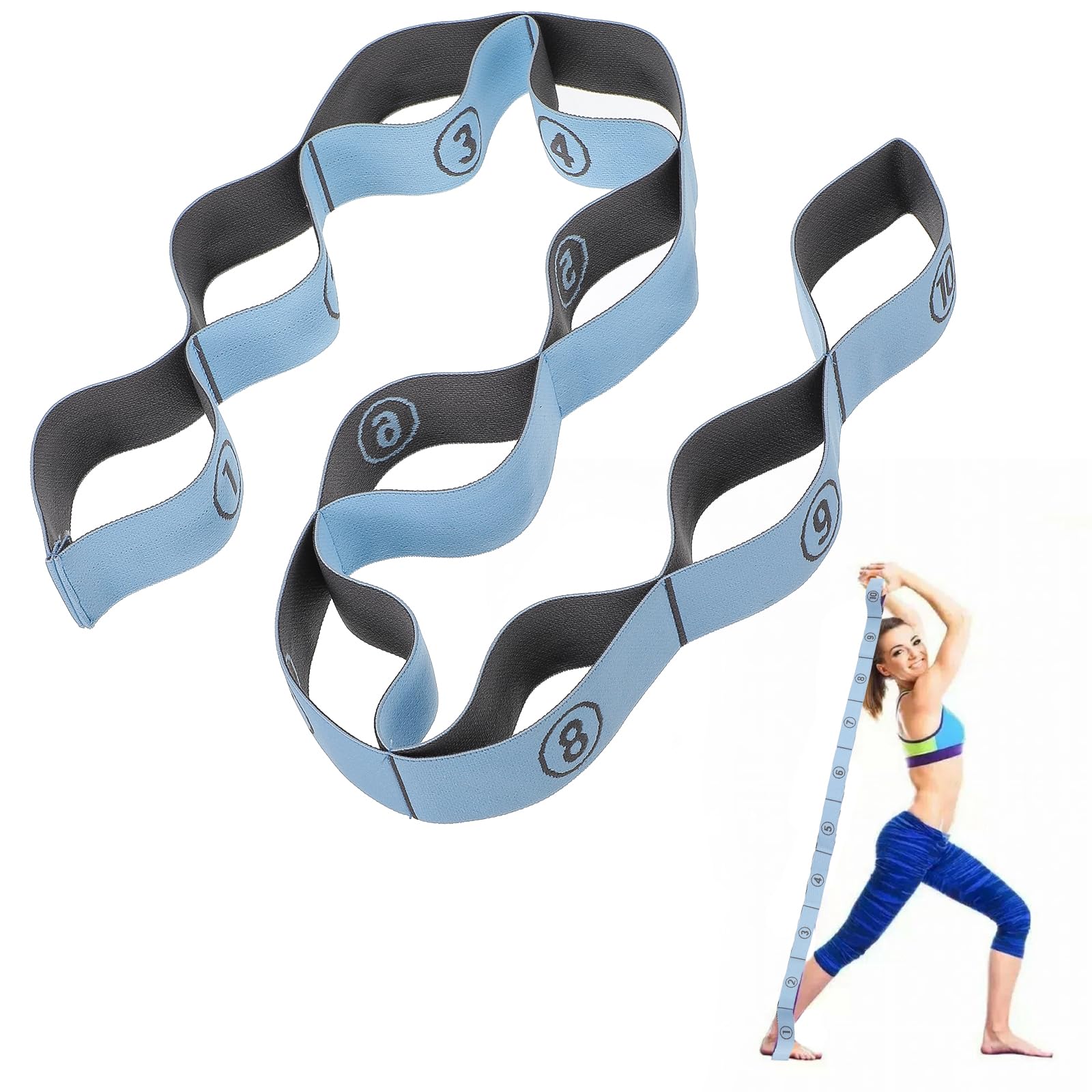 MaoXinTek Yoga-stretchband, oefenriem, ballet, fitnessbanden, elastische tailleband, verstelbaar, stretch om de benen te strekken, ideaal voor dans, gymnastiek, taekwondo