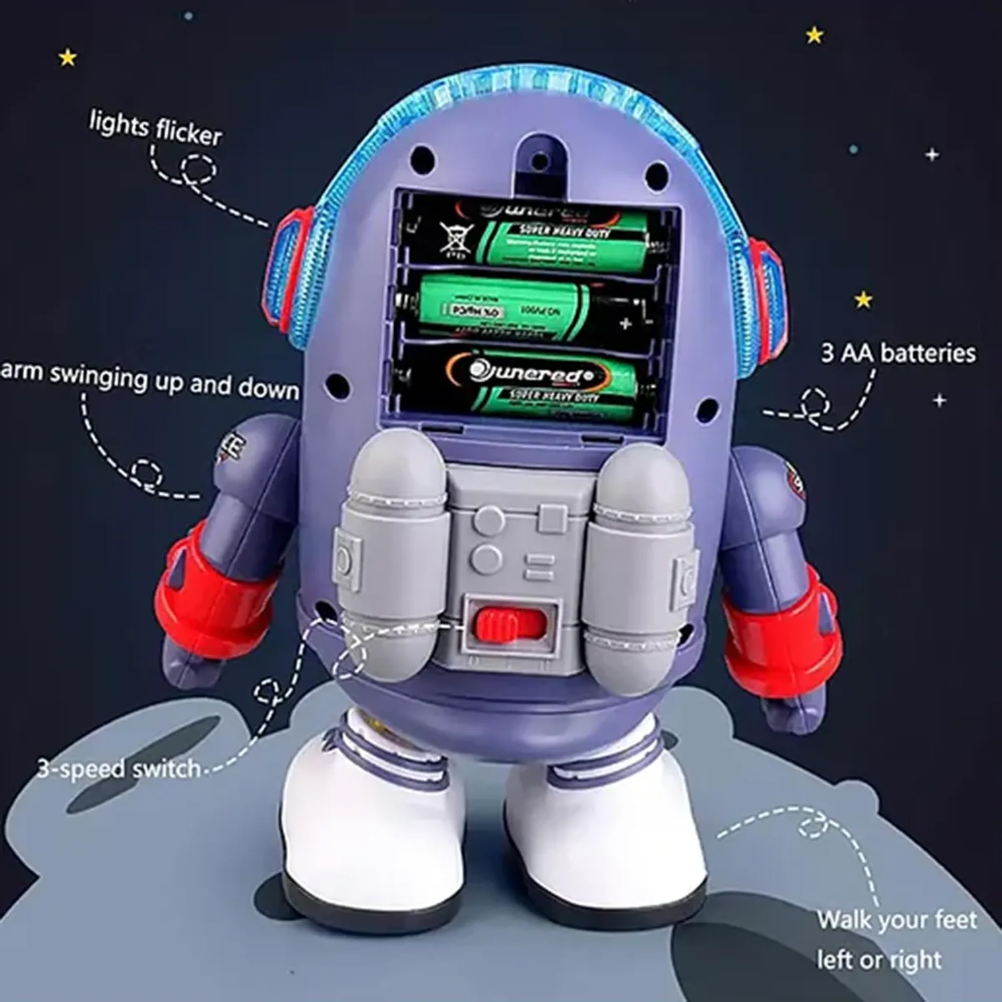 INCLUD Kids Blue Dancing Astronaut Space Duck Toy with Lights | Fun & Educational Toy for Kids Boys & Girls 1