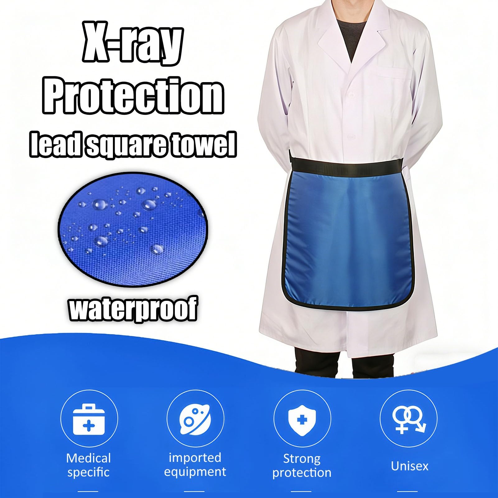 Tablier De Protection Contre Les Radiations Au Plomb Bleu, Serviette Carrée En Plomb Pour Bouclier Contre Les Rayons X Pour Torse/aine, Taille Universelle(0.5mmPb)