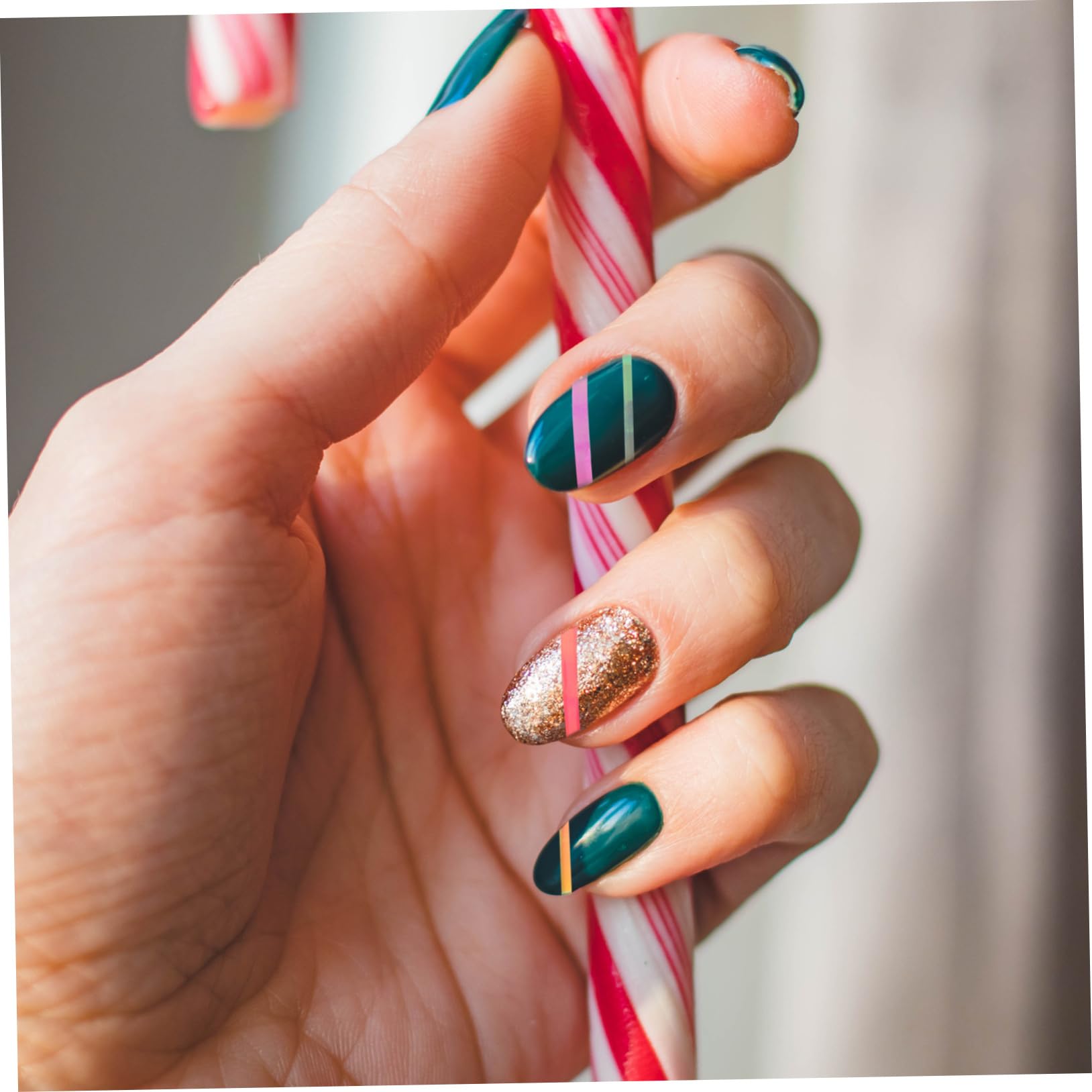 OSOLADY Nail Tape Sticker 18pcs Nail Art Strips for Festival Party Holiday Decor