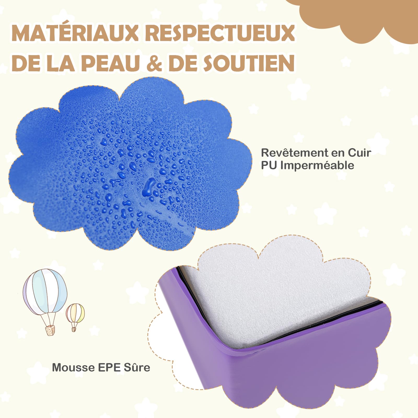GOPLUS 4 PCS Parcours Motricité Bébé, Module Motricité en Mousse, PU+EPE Haute Densité, Attaches Auto-Agrippantes, Jouets Montessori Convient pour 3 Ans+ (Bleu+Orange)