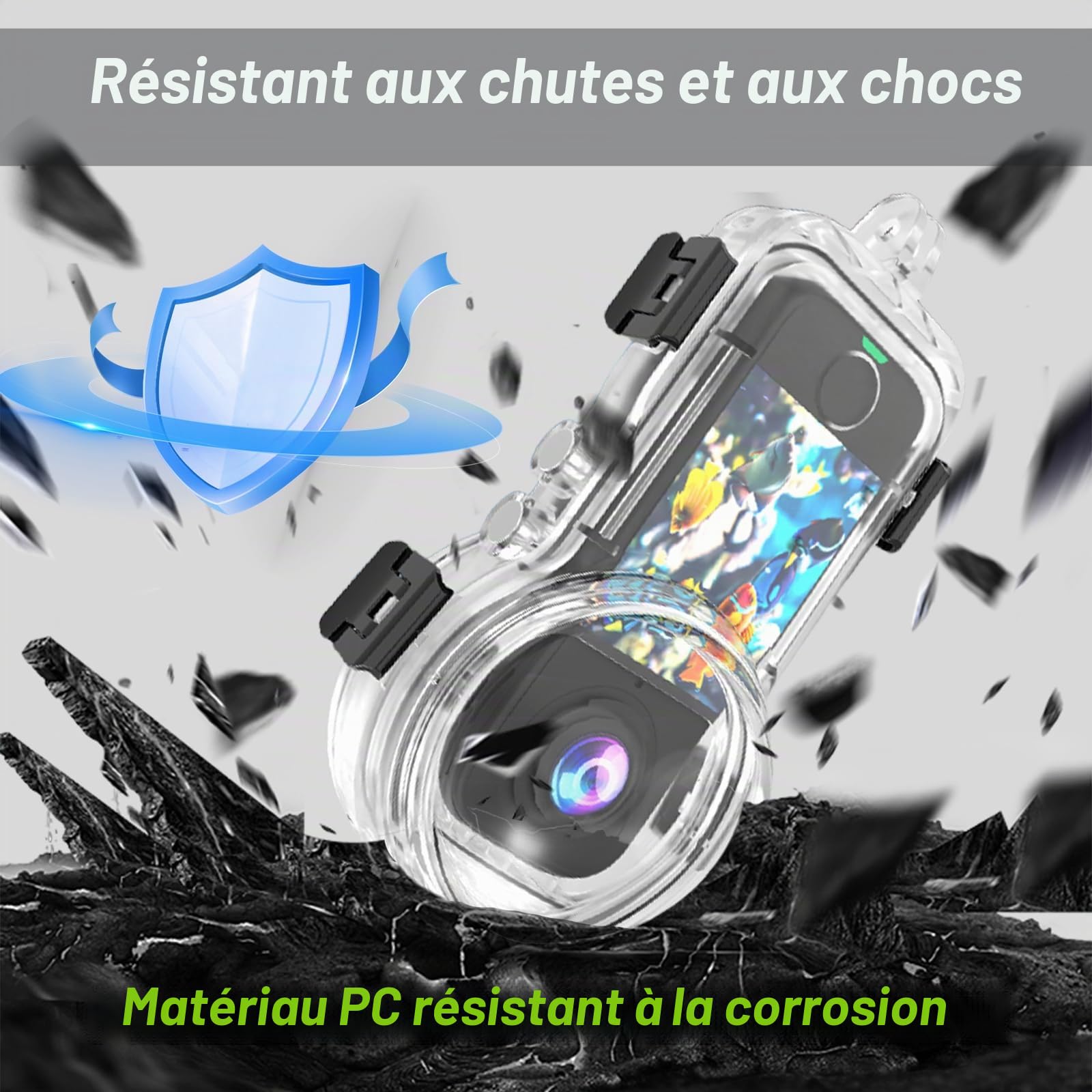 Boîtier de plongée invisible Insta 360 X4 Air, étanche jusqu'à 50m (164pi), protection contre les éclaboussures, coque de protection sous-marine pour Insta360 X4 Air avec accessoires de