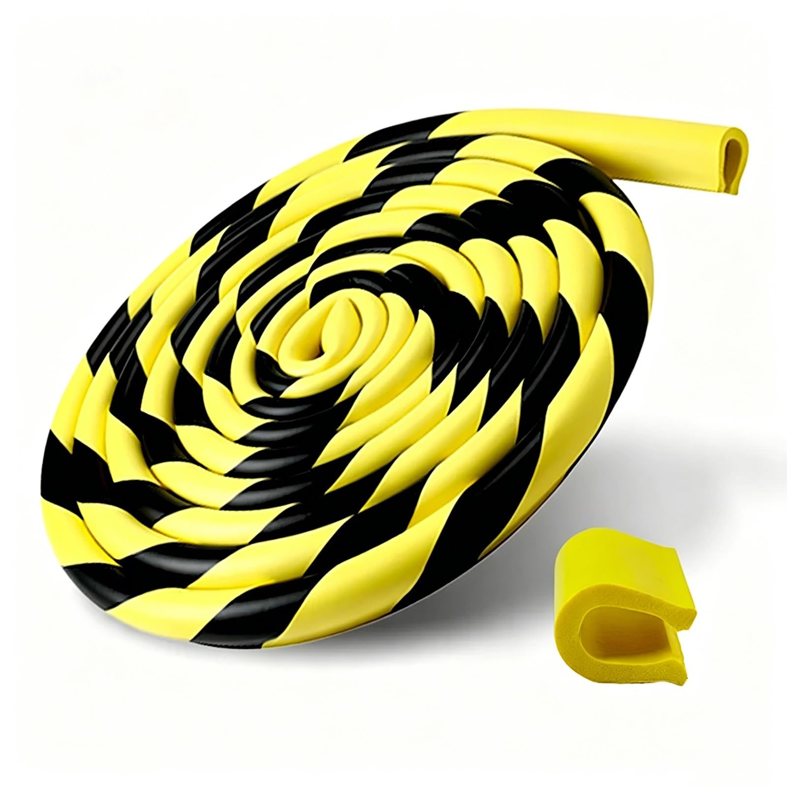 Black Yellow Foam Bumper Guard, 5M Self-Adhesive Wall Corner Protector, Heavy-Duty Wall Corner Guards, Rubber Corner Guards, for Garage, Warehouse, Factory