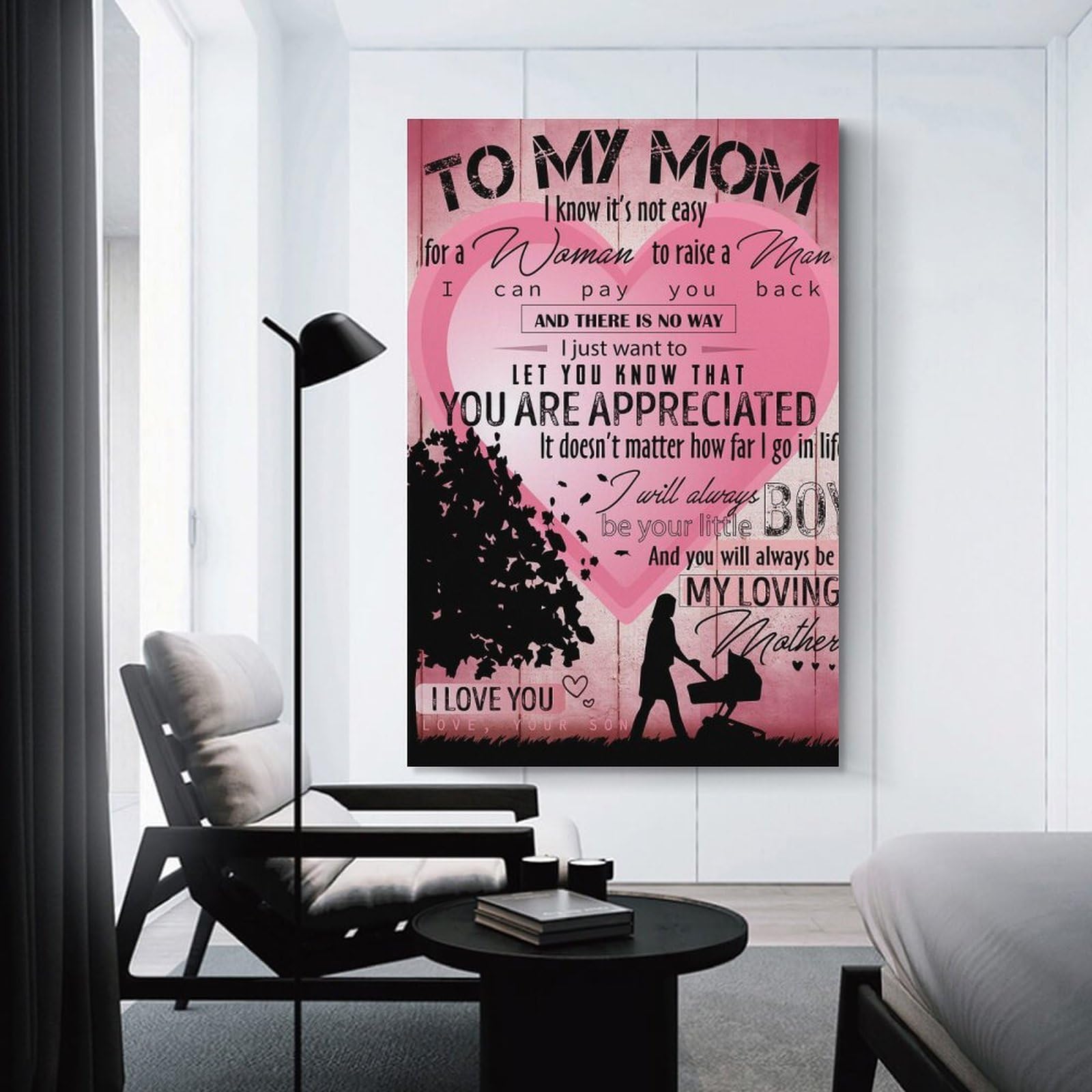 Junmoney Wall Picture Print To My Mom My Loving Mother, 24x36inch(60x90cm), for Small Homes, Bedrooms Or Open Spaces, An Easy Choice for New Home Styling