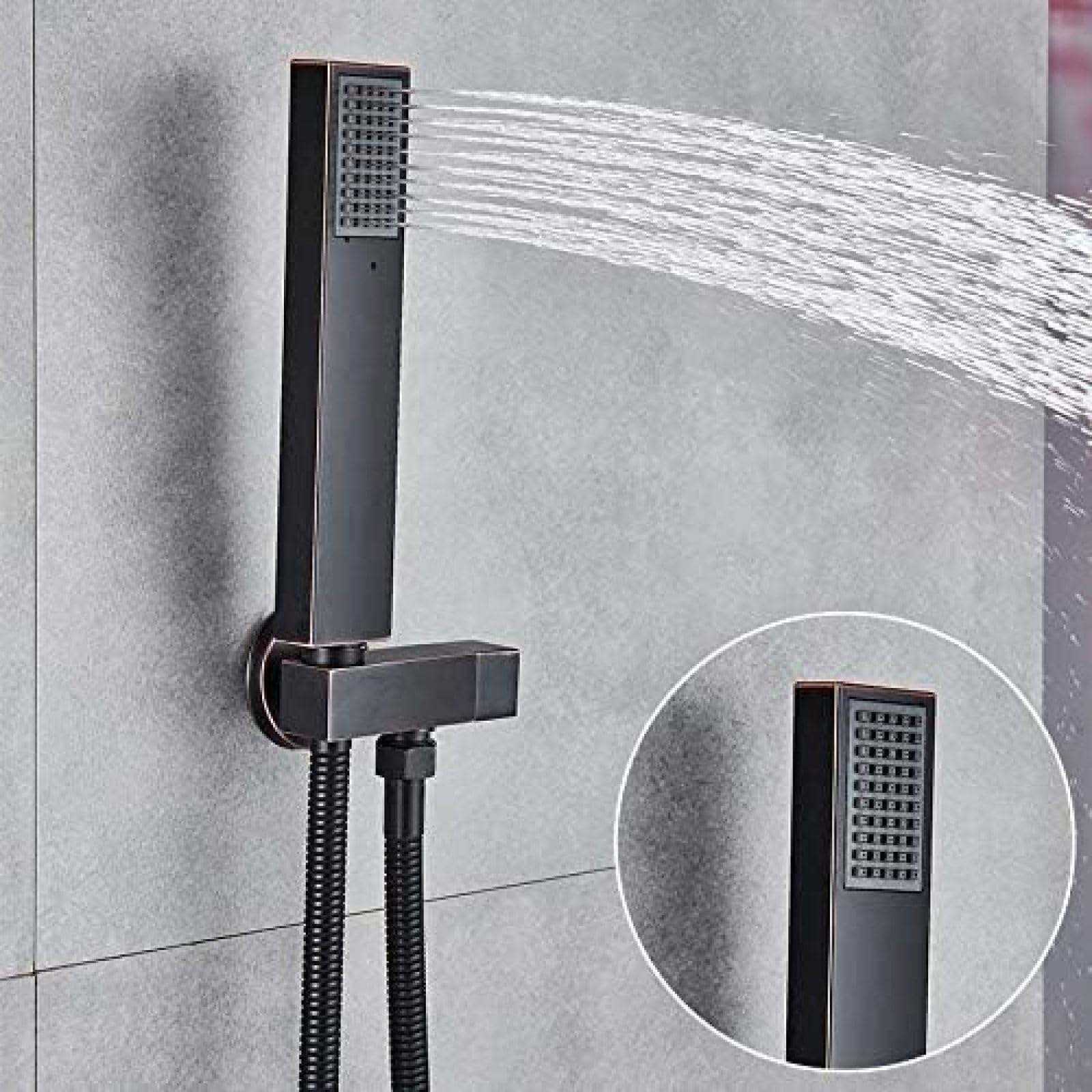 Set di rubinetti Doccia a LED, soffione Doccia a Pioggia Nero, 6 getti massaggianti Spa, Miscelatore a 3 Vie Acqua Calda e Fredda per Vasca e Doccia - Set da 12 Pollici,