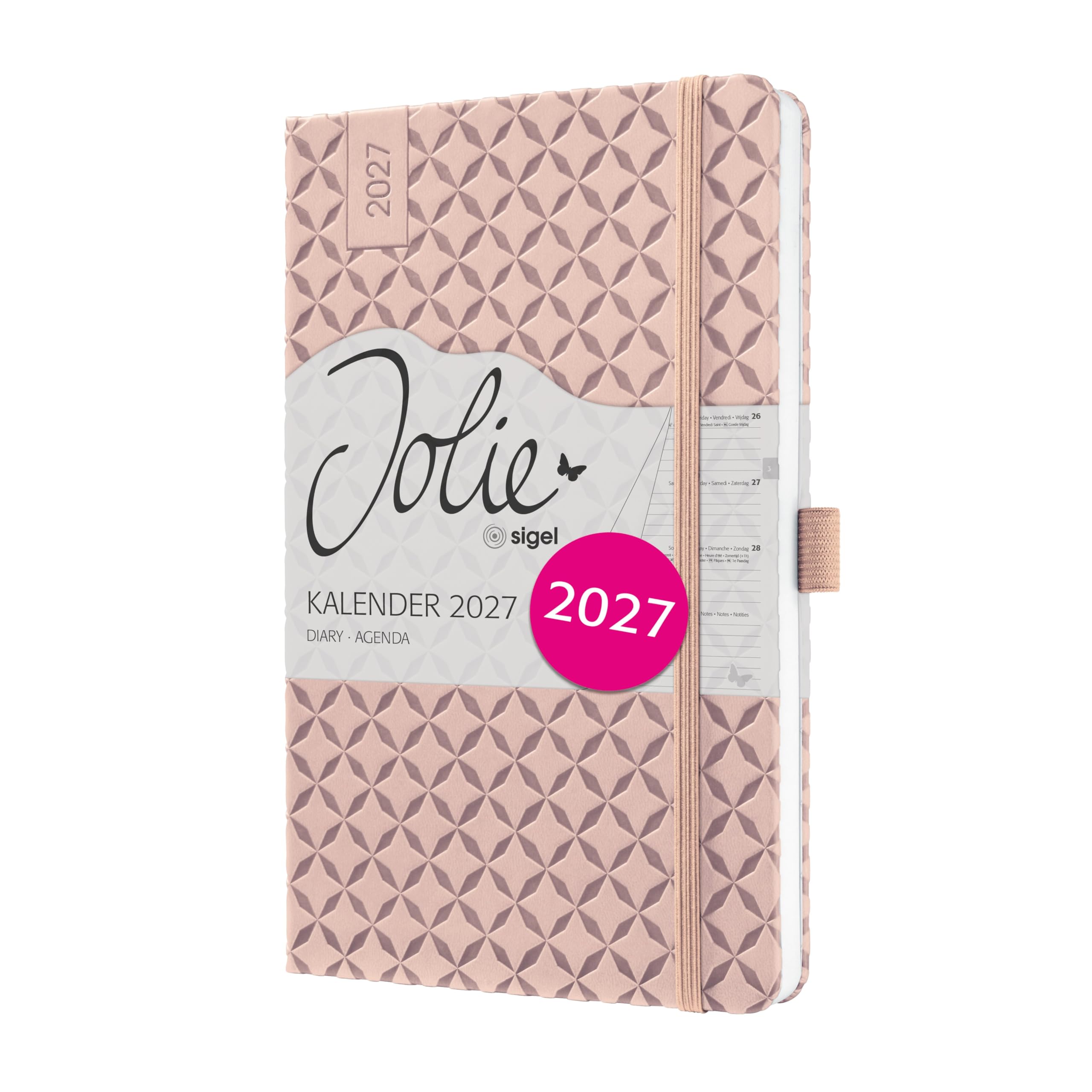 SIGEL 7J131 Weekly planner Jolie 2027-1 year - approx. A5 - Pearl Rose - 2 pages = 1 week - hardcover - 80 gsm - rose - 174 p. - FSC-certified